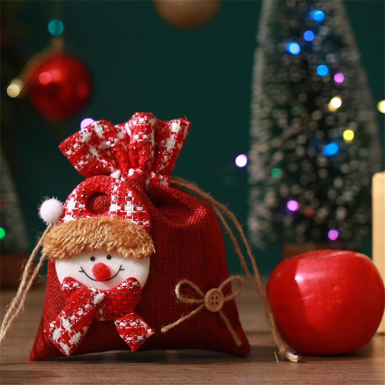 LONGLUAN Bolsas de regalo de Navidad, bolsas de Navidad con cordón de Papá Noel, bolsas de regalo de Navidad con cordón, cajas de Navidad para