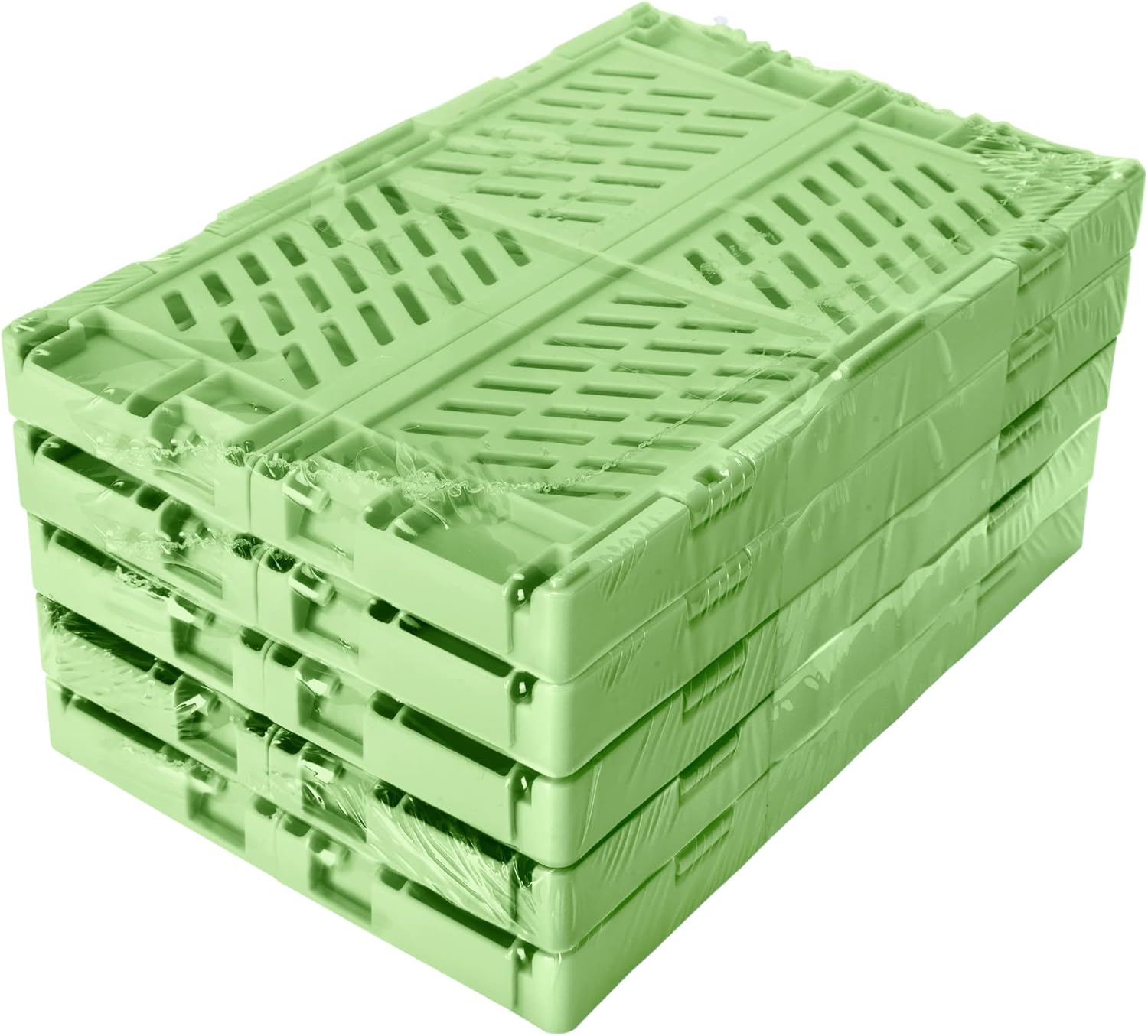 Xuanmuque Paquete de 5 cestas de almacenamiento plegables de plástico para organizar con asa, contenedor para escritorio, dormitorio, oficina,