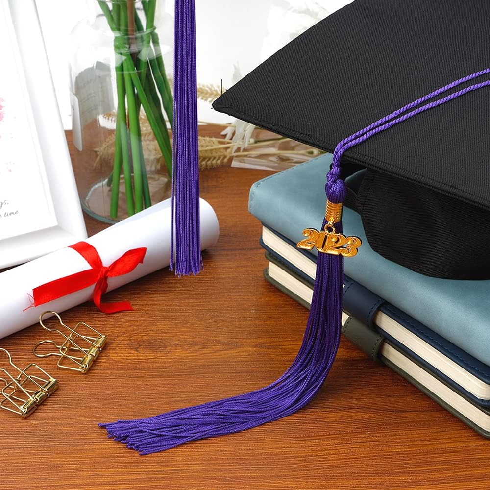2 borlas de graduación académica de graduación 2023 para decoración de gorro de graduación, borla con dije dorado 2023, accesorios de ceremonias de