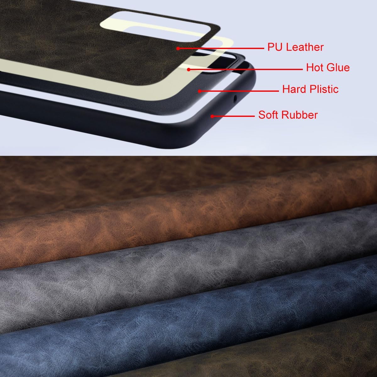 Funda para Samsung Galaxy Z Fold 5, funda de cuero premium con diseño retro, funda protectora completa para Samsung Z Fold 5 Fold5 5G (oliva)