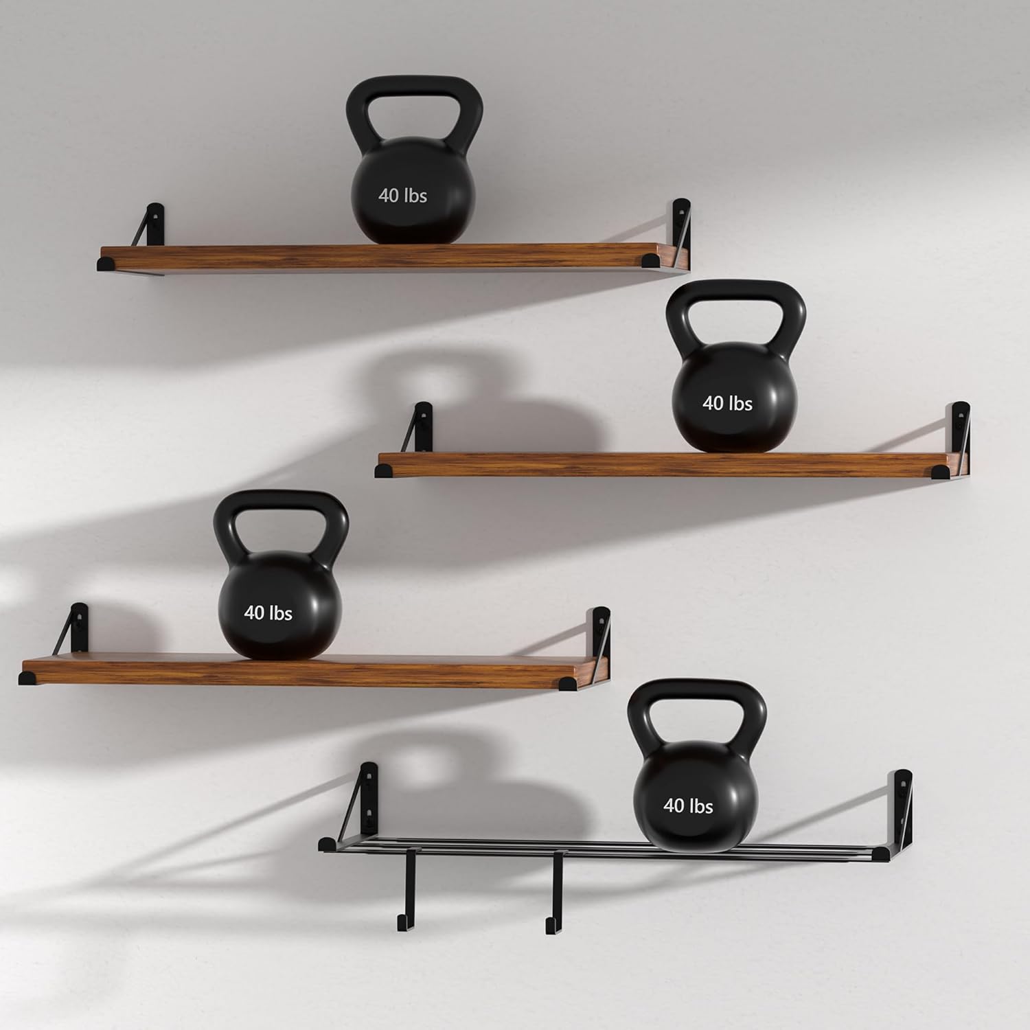 Veluckin Estante flotante, estantes de madera rústica montados en la pared para baño, sala de estudio, sala de estar, cocina (16 pulgadas, juego de