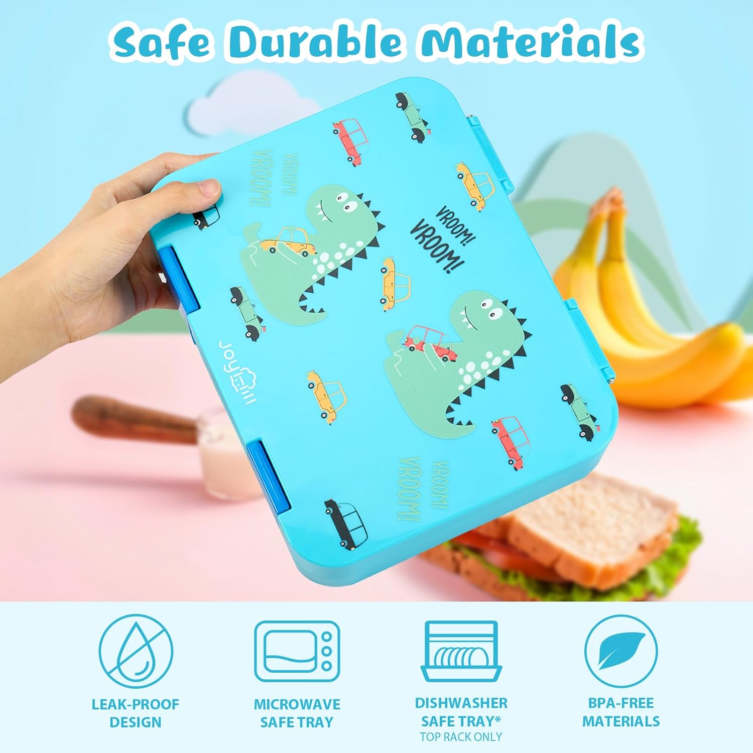 JOYHILL Lonchera para niños, lonchera Bento a prueba de fugas con 4-6 compartimentos, contenedores de almuerzo sin BPA Bento Box para adultos y
