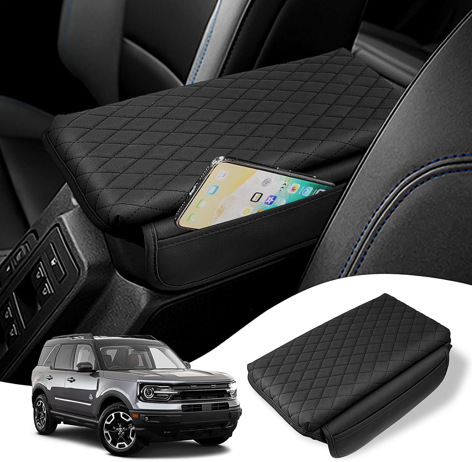 Funda para consola central, funda para consola central, Ford Bronco 2021 2022 2023 2024, funda de reposabrazos para consola central, accesorios