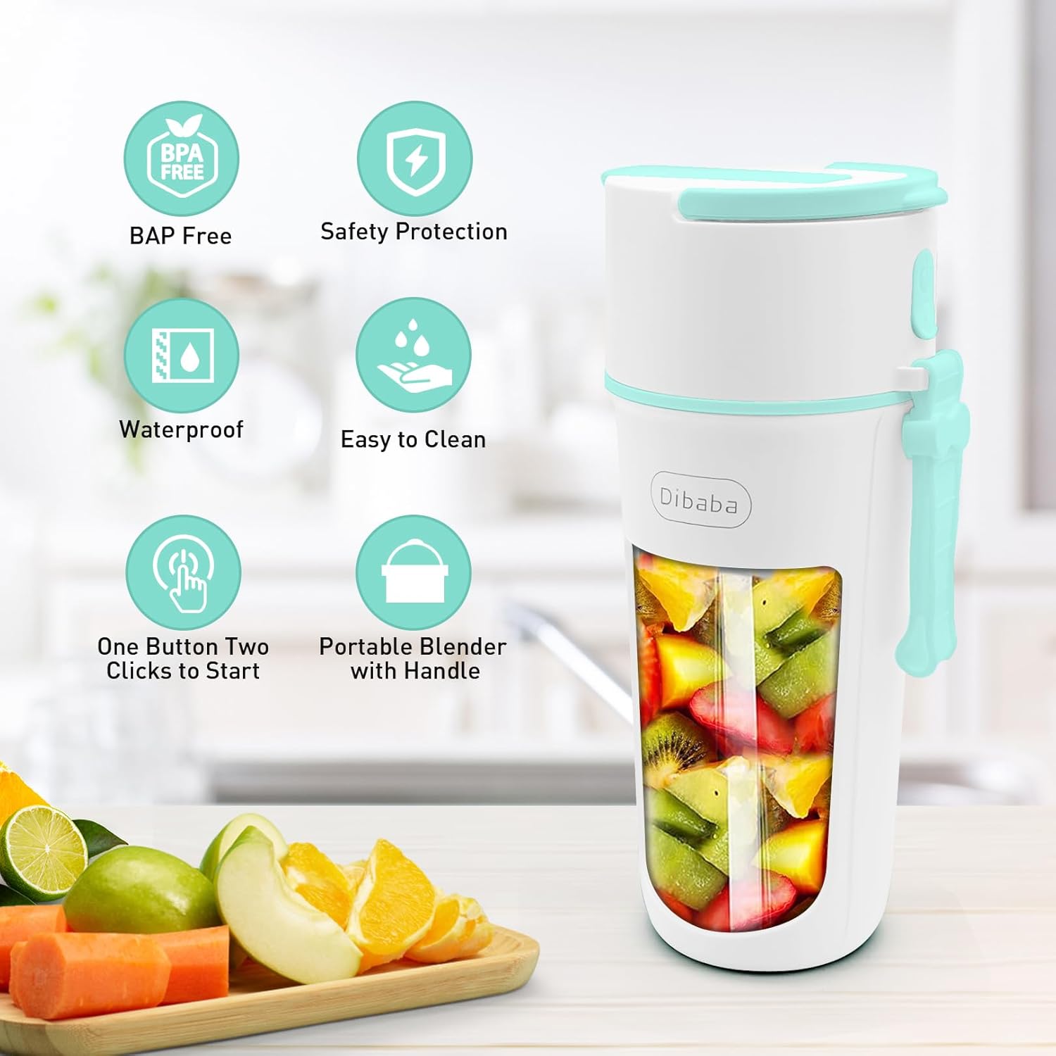 Licuadora portátil, licuadora personal para batidos y batidos, licuadora personal recargable por USB, licuadora de jugo fresco con 10 cuchillas
