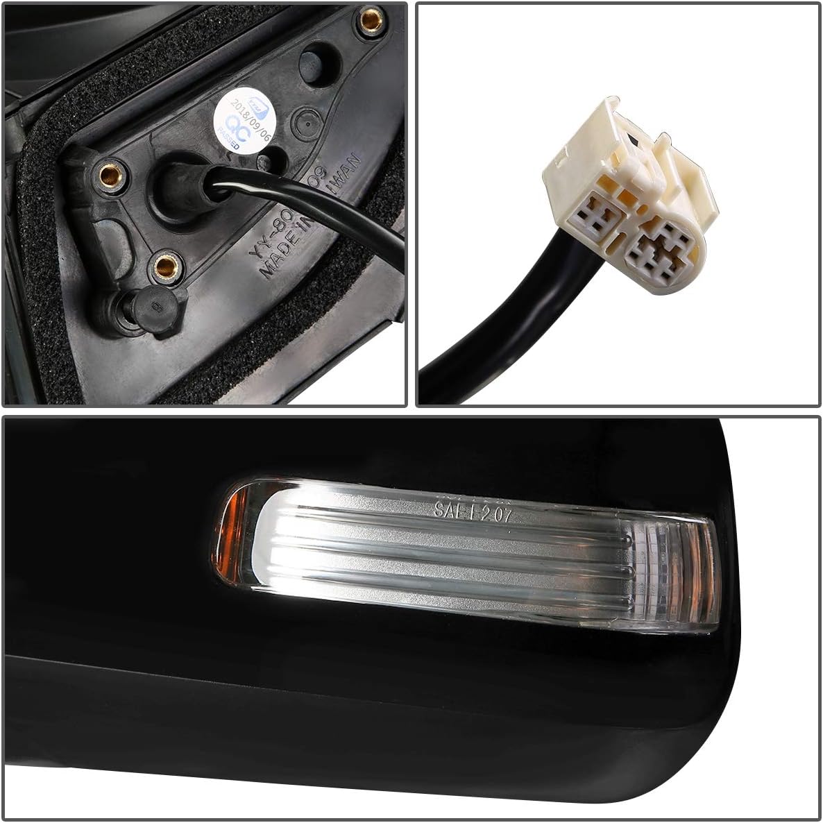 DNA Motoring OEM-MR-TO1320273 Estilo de fábrica Powered+Heated+Turn Signal Espejo de la puerta lateral izquierda Compatible con 09-12 Toyota Rav4