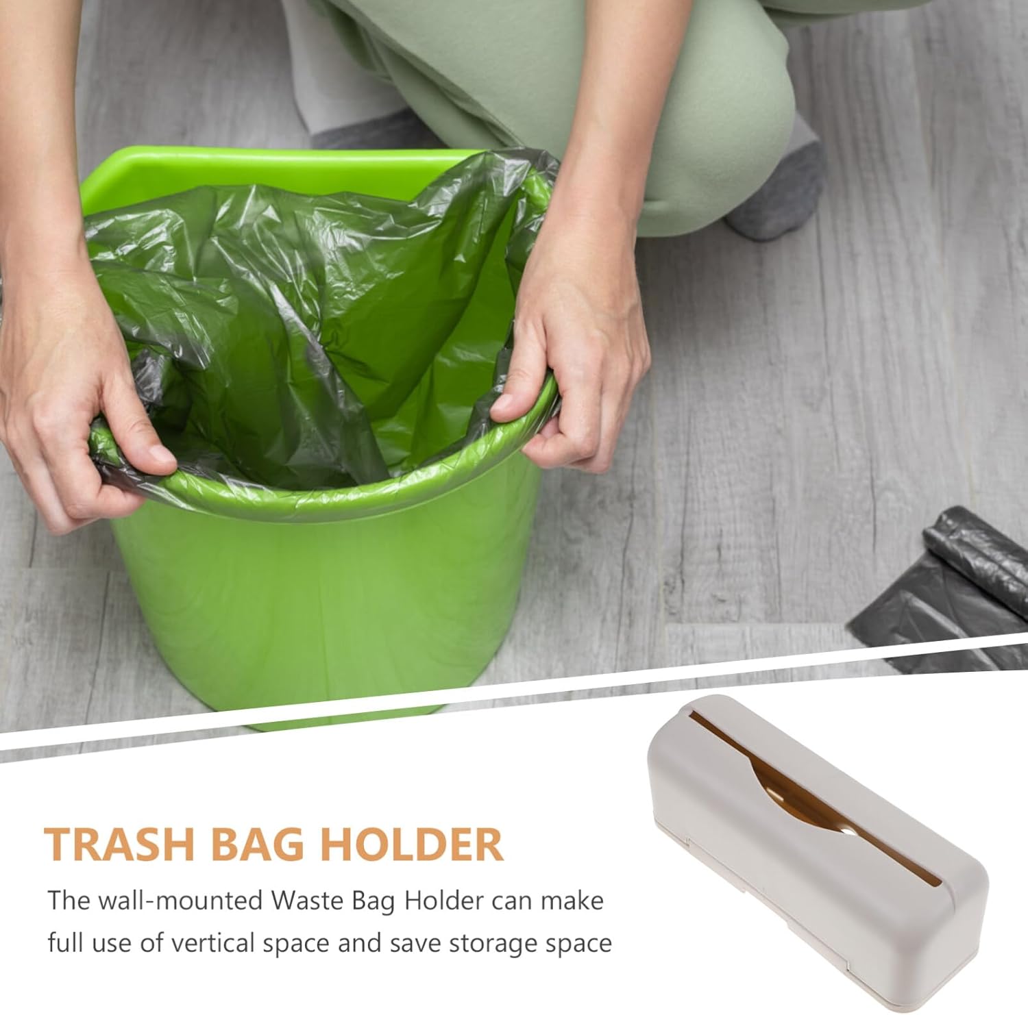 Cabilock Soporte para bolsas de plástico montado en la pared, dispensador de bolsas de basura, soporte para rollo, dispensador de almacenamiento