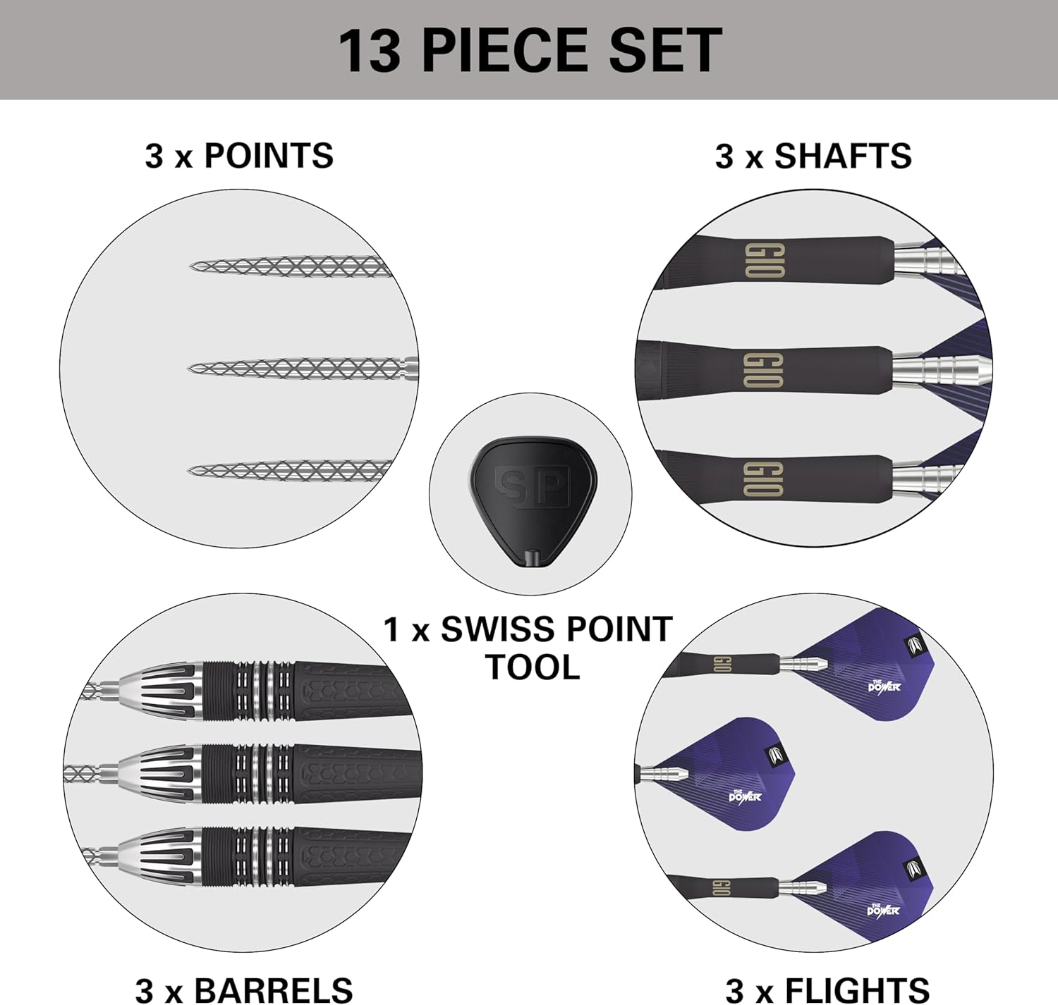 Target Darts Phil Taylor Power – Juego de dardos con punta de acero de punta suiza 95% tungsteno 95% 95%