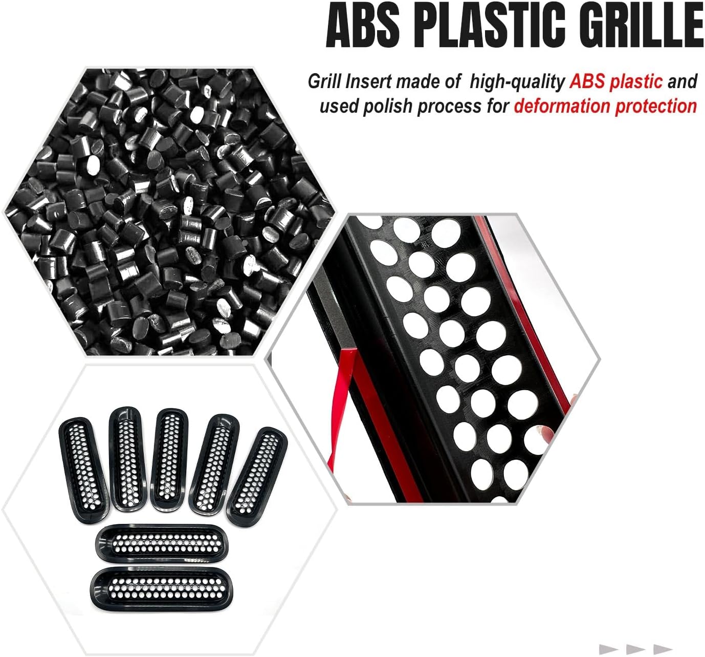 Paquete de 7 insertos de parrilla aptos para Jeep Wrangler JK, protector de rejilla frontal negro compatible con Jeep Wrangler de 2 puertas y 4