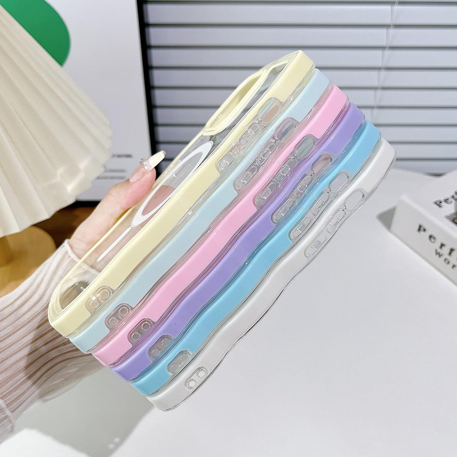 Magsafe – Funda compatible con iPhone 15 Pro Max, funda para teléfono con ondas, bonita ondulación de agua, colores caramelo, marco a prueba de