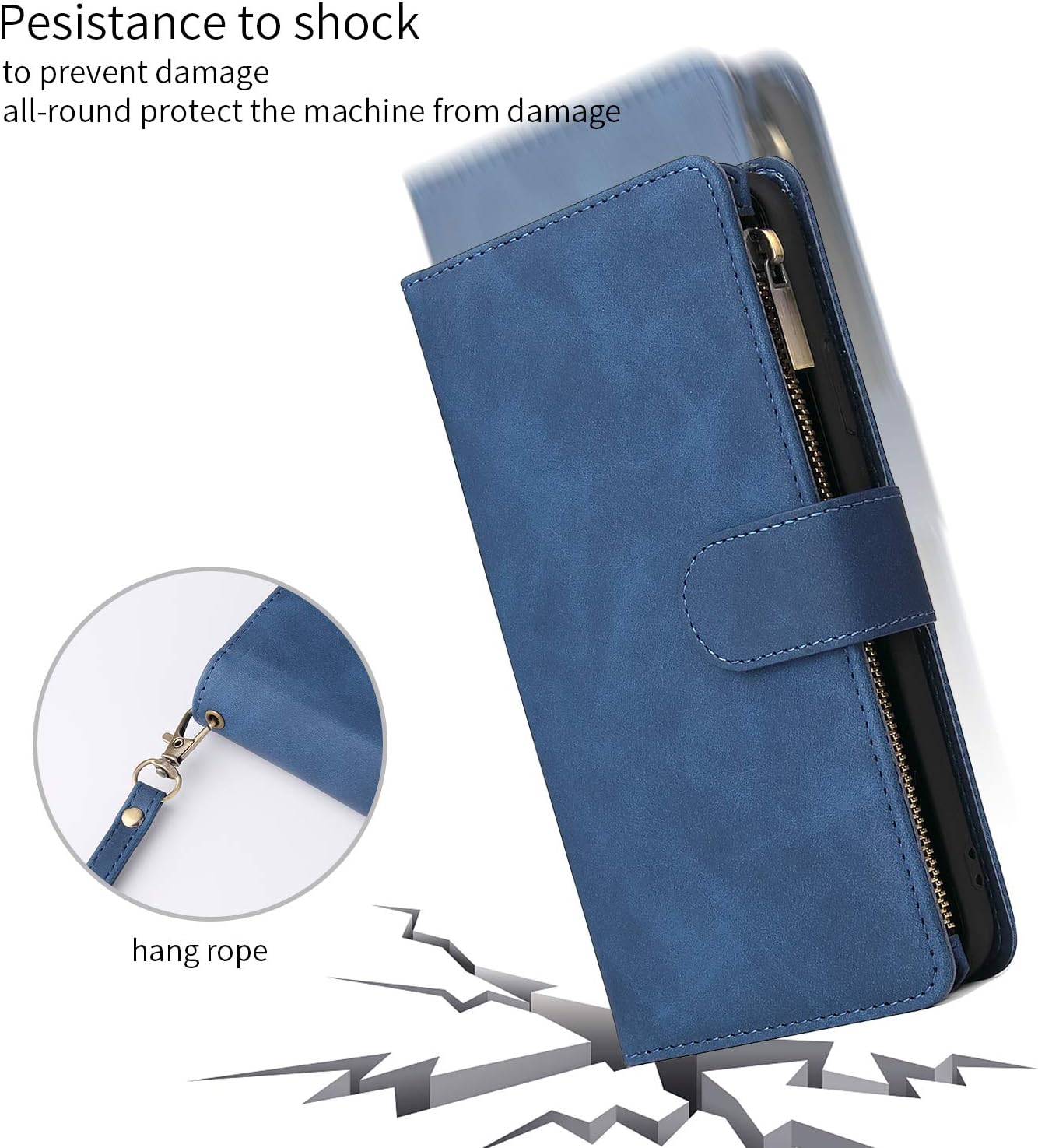 UEEBAI Funda tipo cartera para Samsung Galaxy S8, de piel sintética vintage de alta calidad, cierre magnético, bolsillo con cremallera, ranuras para