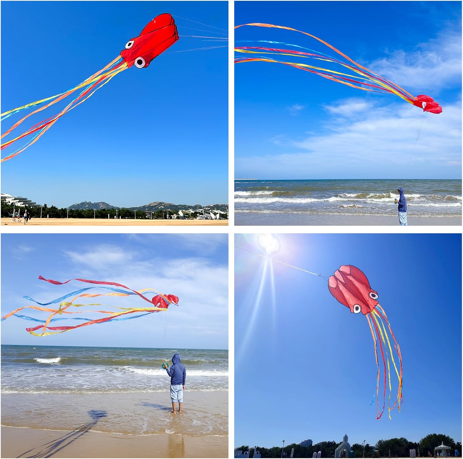 Mint’s Colorful Life Octopus Kite for Kids and Adults, Large Frameless Soft Parafoil Kites, Huge Easy Flyer Kites for Beach Trip & Outdoor Activities