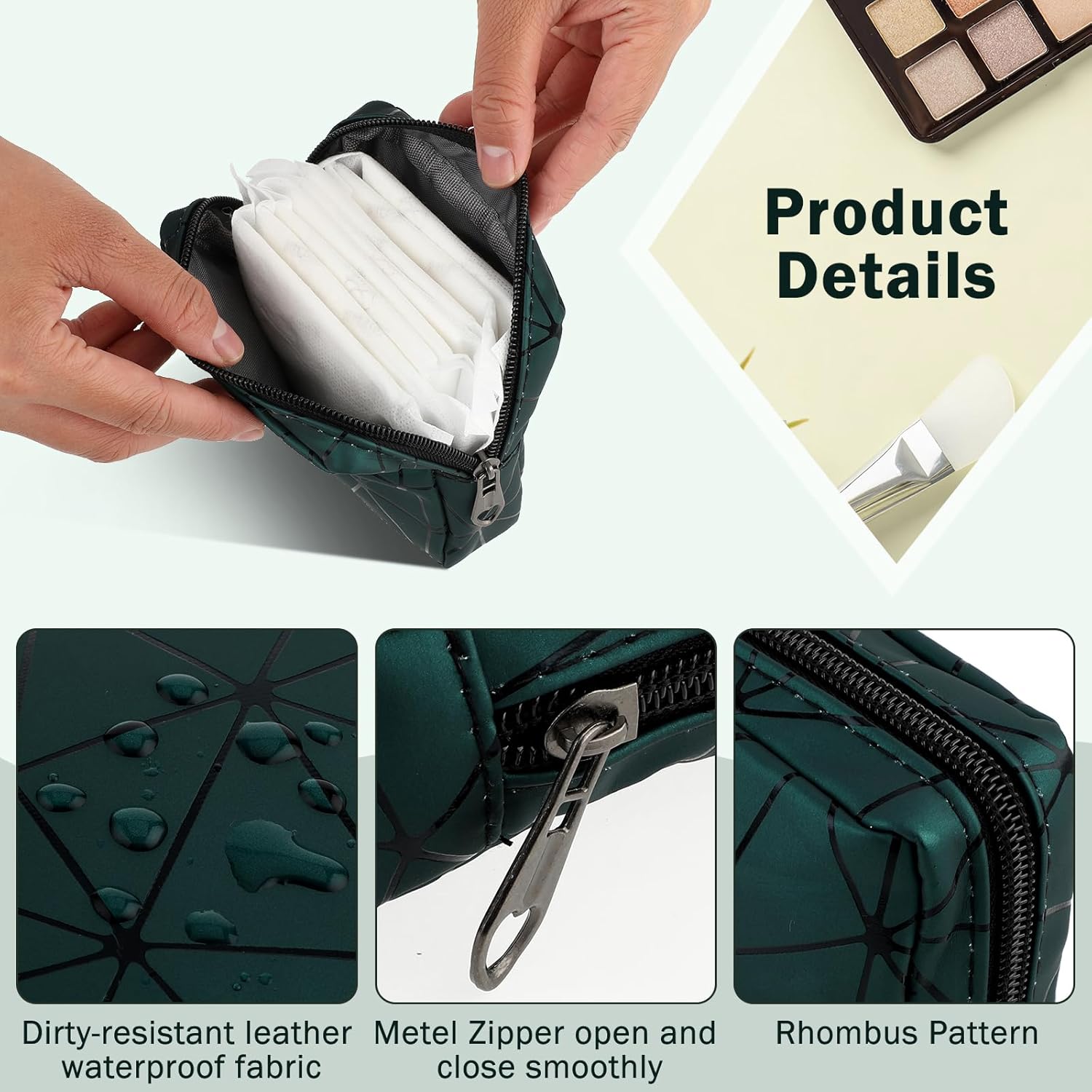 2 bolsas de almacenamiento de servilletas sanitarias, pequeña bolsa de cuero sintético menstrual impermeable de 4 pulgadas, bolsa menstrual con