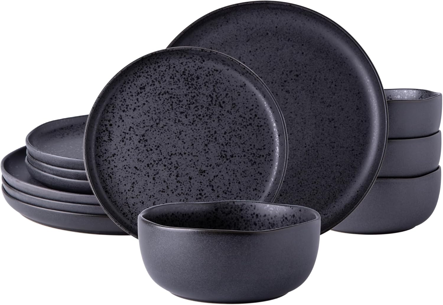 AmorArc Juego de vajilla de cerámica, juego de platos y cuencos de cerámica con borde ondulado, altamente resistentes a las astillas y grietas,