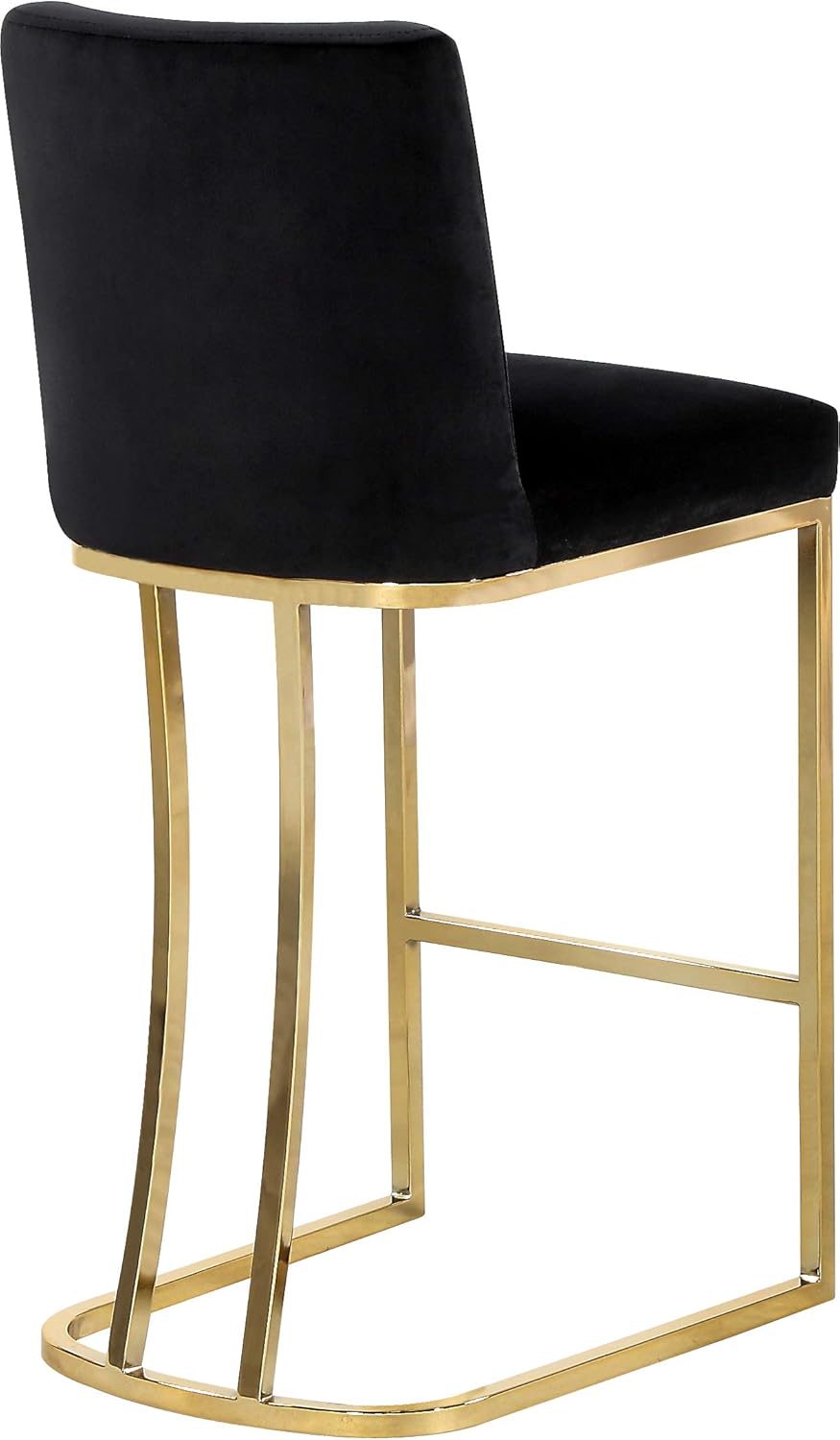 Meridian Furniture Heidi Collection Modern  Taburete tapizado de terciopelo contemporáneo con patas de metal dorado pulido, 16 pulgadas de ancho x
