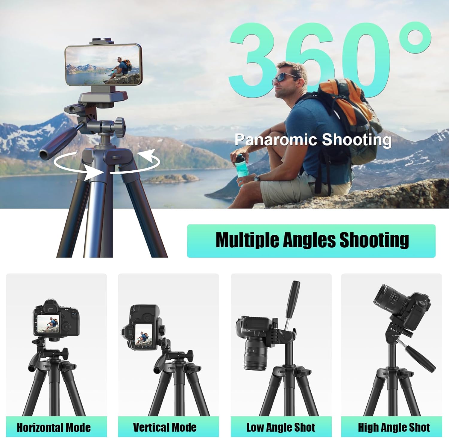 Trípode de cámara de 71 pulgadas compatible con cámaras Canon Nikon trípode ligero para teléfono con soporte remoto inalámbrico para teléfono con