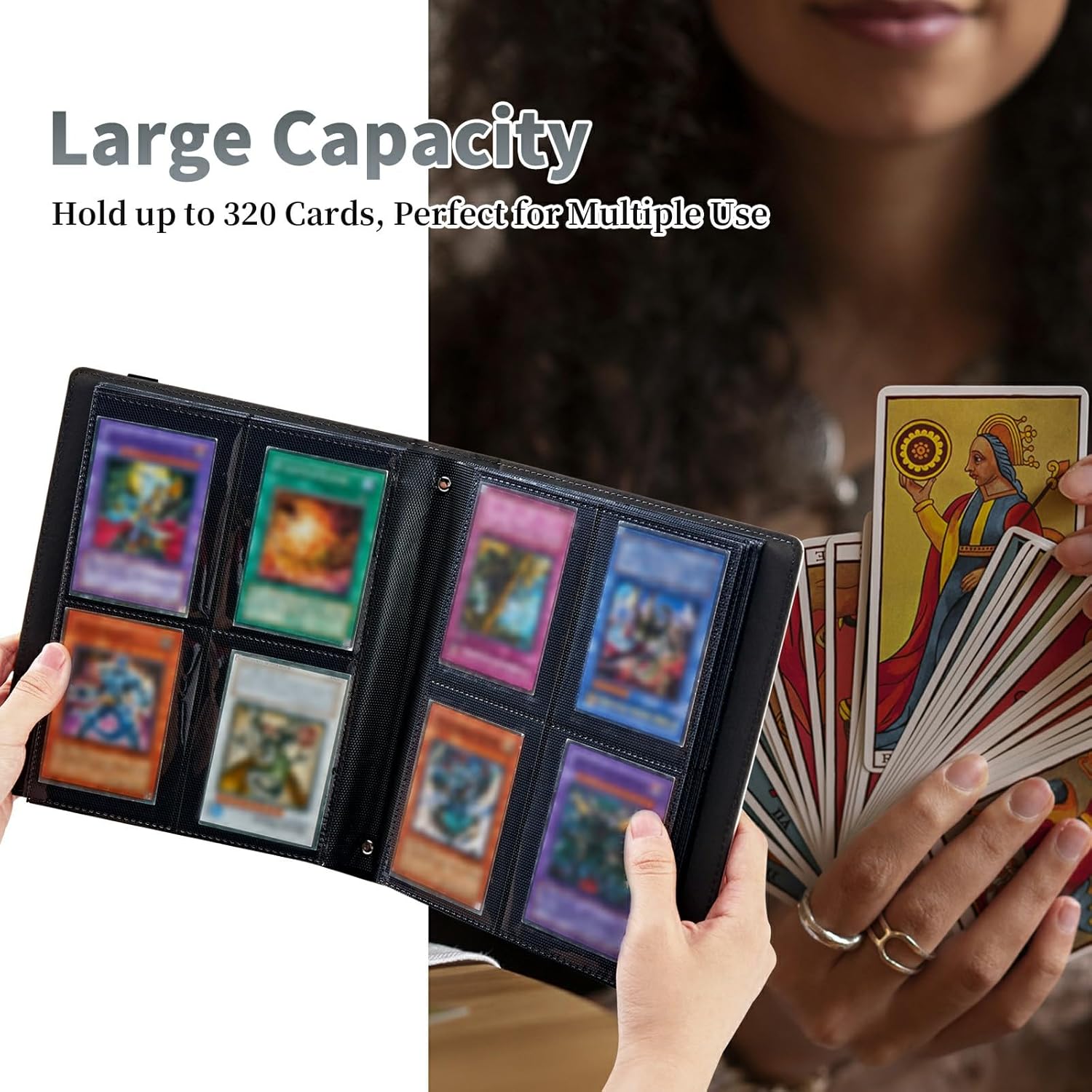 Carpeta de tarjetas con diseño de flor de cerezo de dragón, 4 bolsillos para álbum de tarjetas, carga lateral, 320 bolsillos, tarjetero de