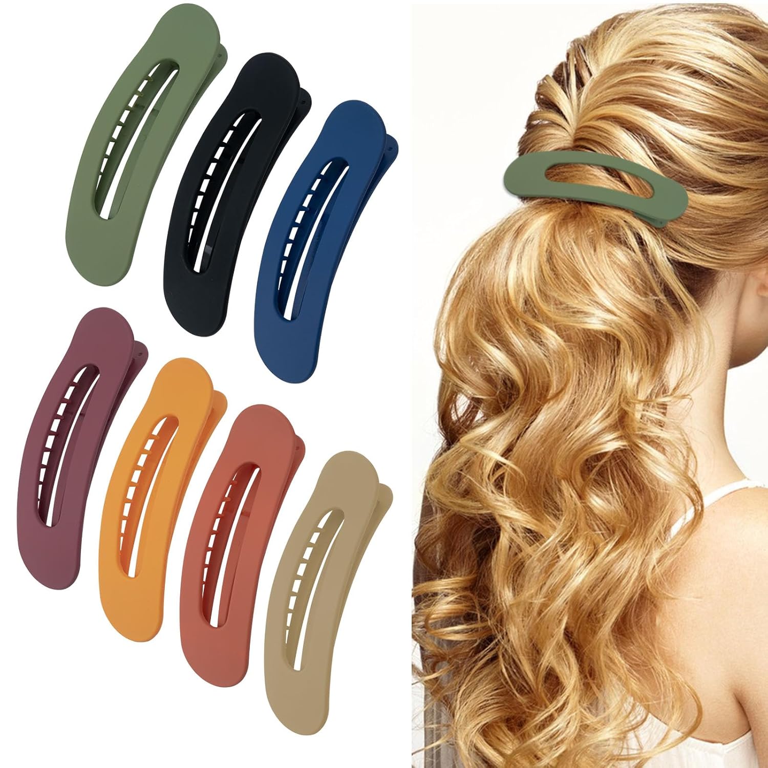 Paquete de 7 pinzas planas para el cabello, pinzas planas mate para mujer, pinzas grandes antideslizantes para cabello grueso o fino, pinzas de pelo