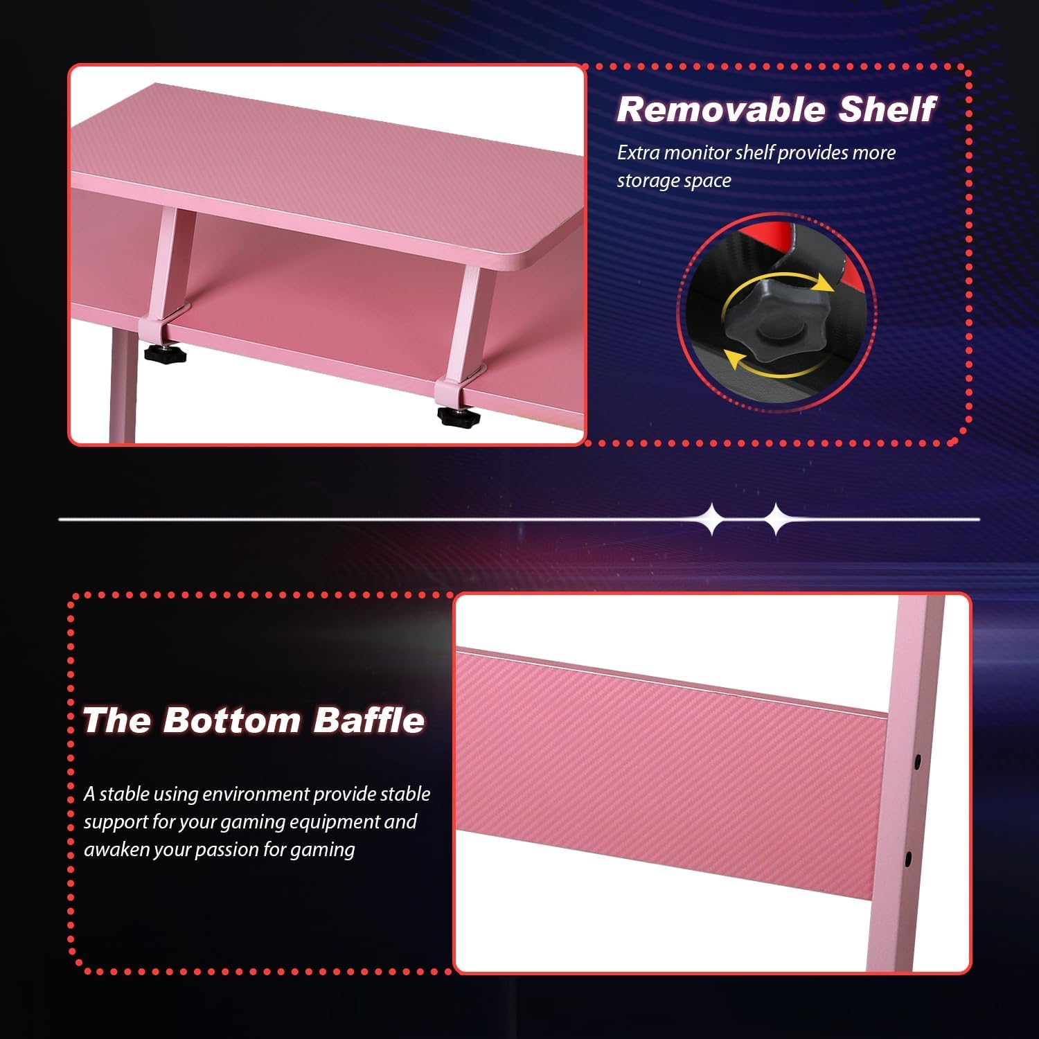 BLKMTY Escritorio en forma de L para juegos de PC, escritorio para computadora con soporte para monitor, escritorio grande para estudiar, mesa