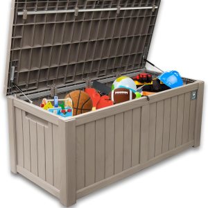 Caja grande de 120 galones, caja de almacenamiento de resina para exteriores, contenedor impermeable con cerradura para cojín de patio, muebles de Caja grande de 120 galones, caja de almacenamiento de resina para exteriores, contenedor impermeable con cerradura para cojín de patio, muebles de