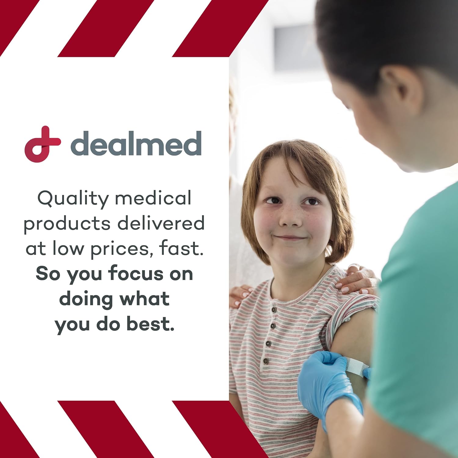 Dealmed Vendajes adhesivos flexibles de tela, 100 unidades (1 paquete) vendajes con almohadilla antiadherente, sin látex, kit de cuidado de heridas