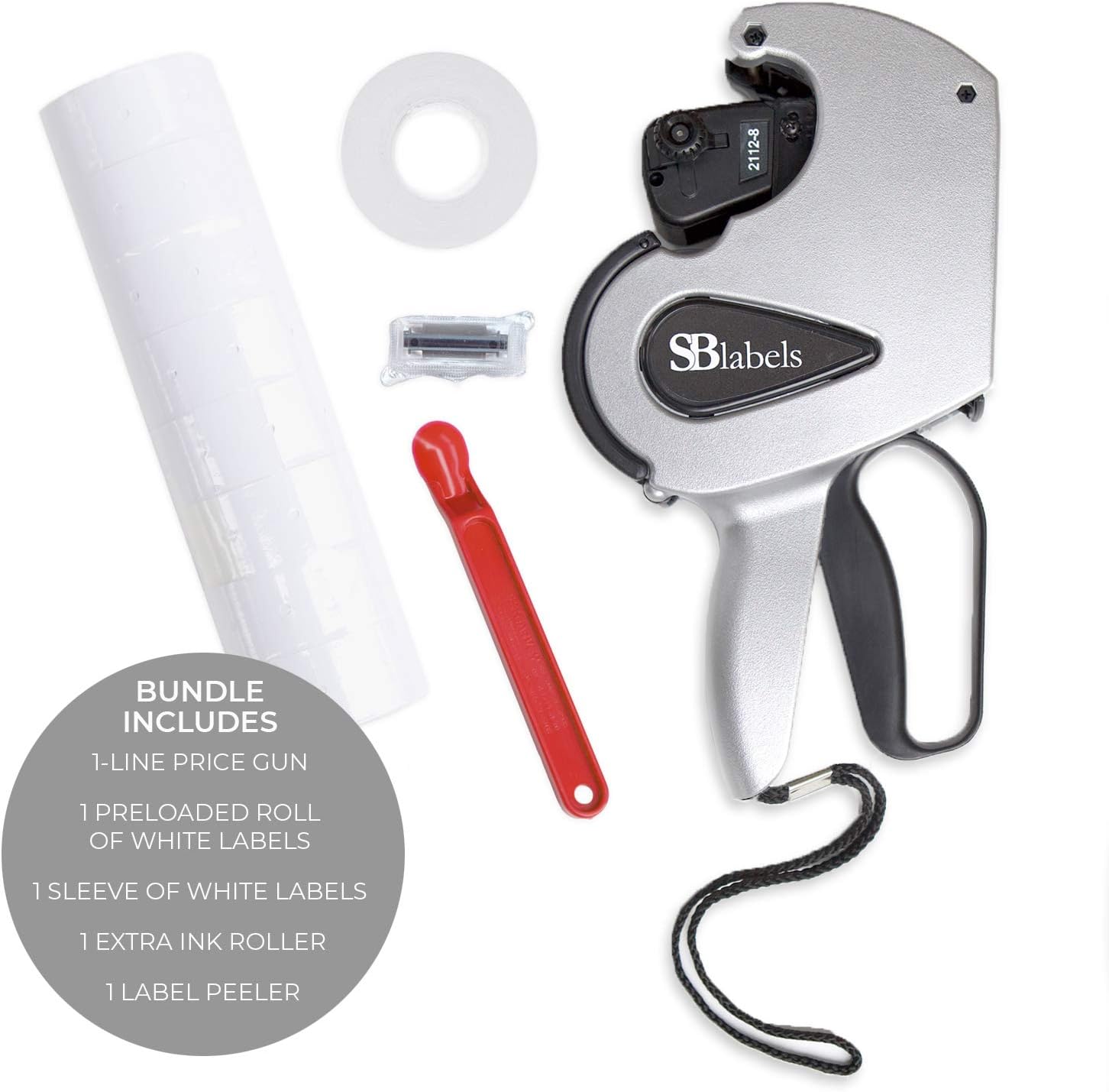 SBLabeler Price Gun Product BundlePistola de precios de una línea, etiquetas, tinta, pelador de etiquetaspistola de precios de 8 dígitos