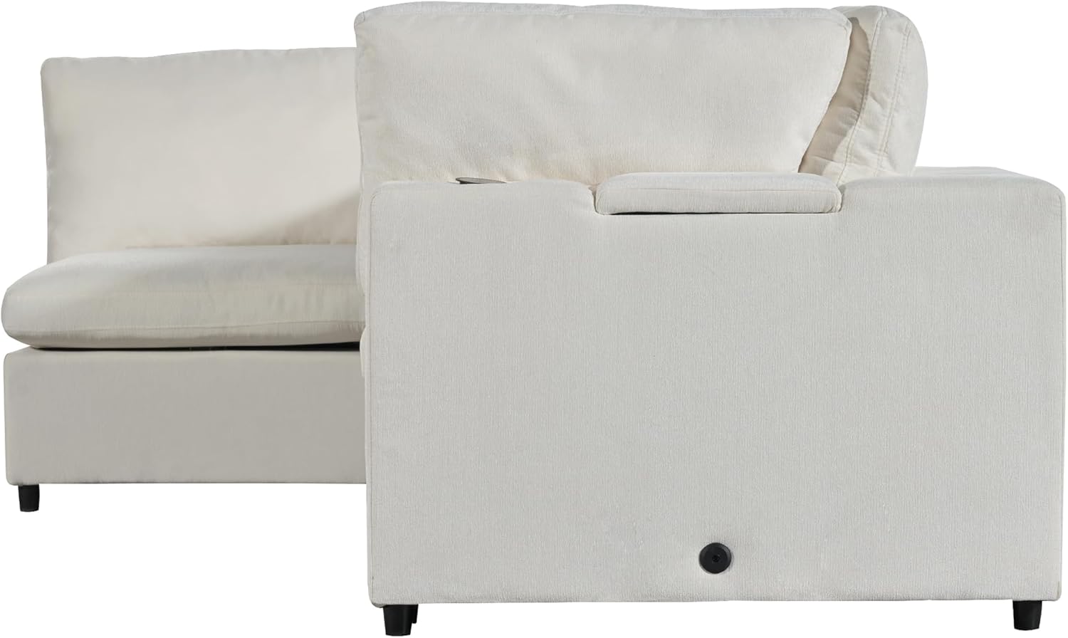 Sofá modular modular en forma de L de 4 plazas con puertos de carga USB, carga inalámbrica y altavoz Bluetooth integrado en el brazo, sofá cama