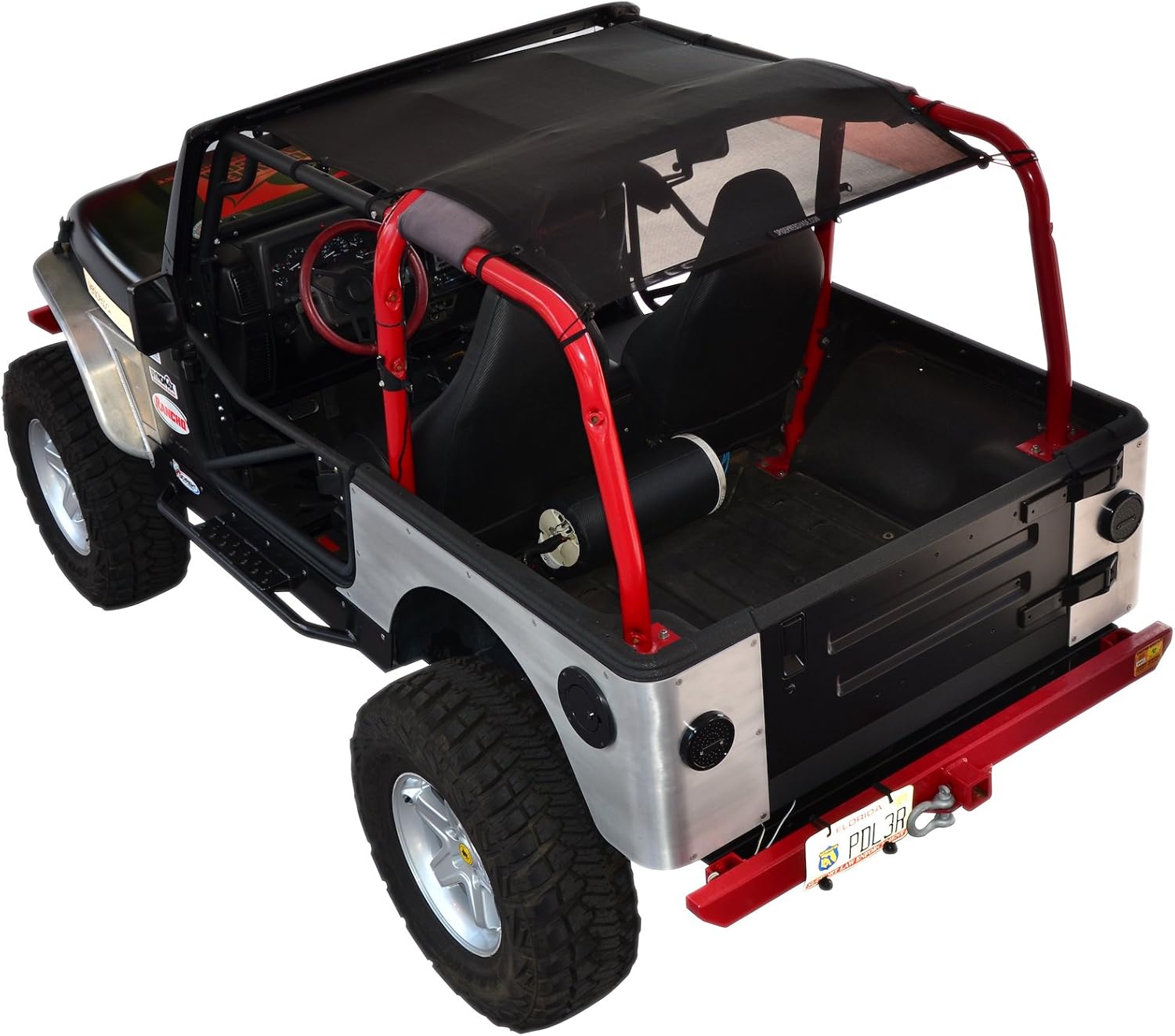 Malla para sombra SPIDERWEBSHADE para Jeep Wrangler con protección UV, accesorio hecho en EE.UU., TJ (1997-2006), Negro