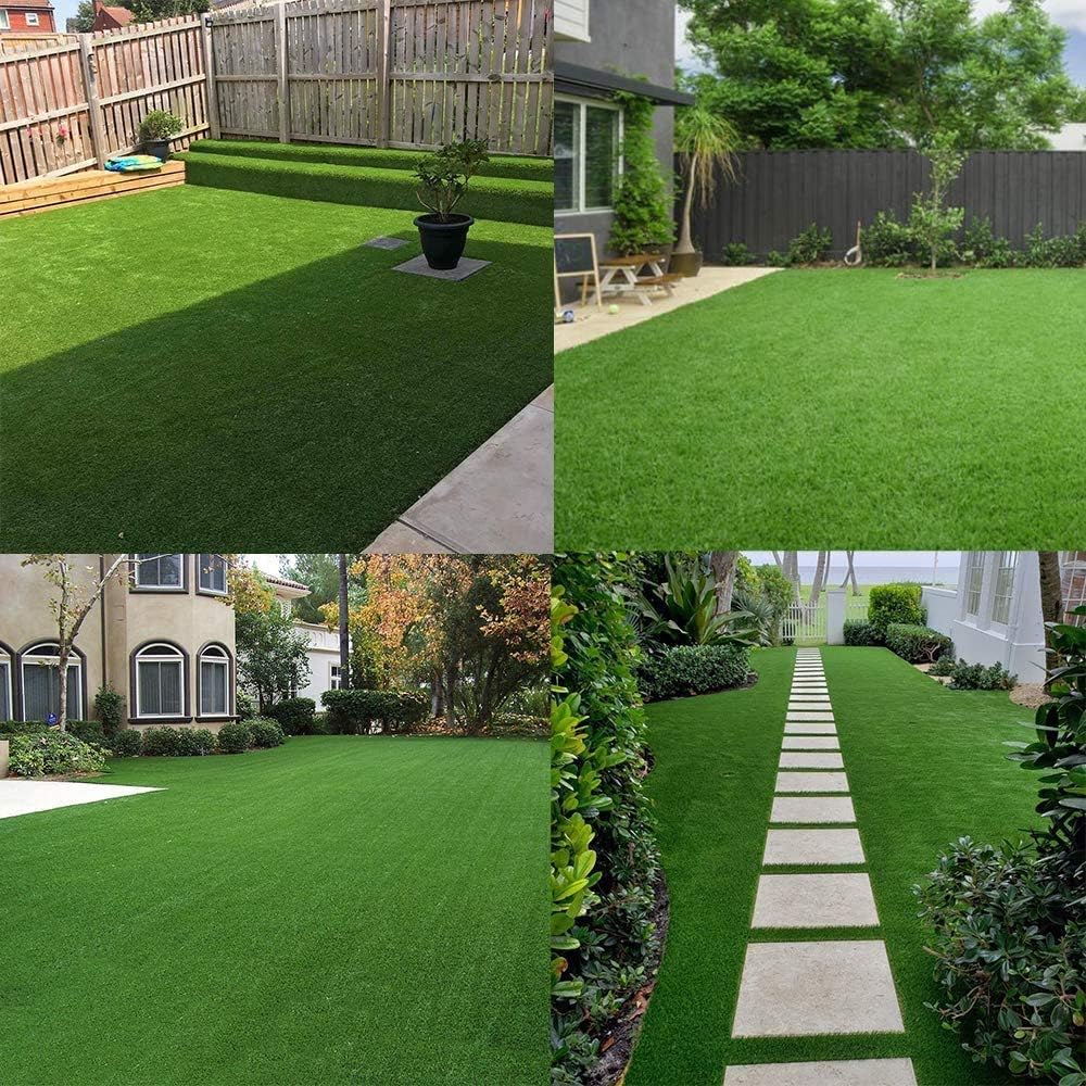 Alfombra de césped artificial realista, para interiores y exteriores, alfombra sintética gruesa para jardín, patio, balcón, paisaje, 3 x 6 pies