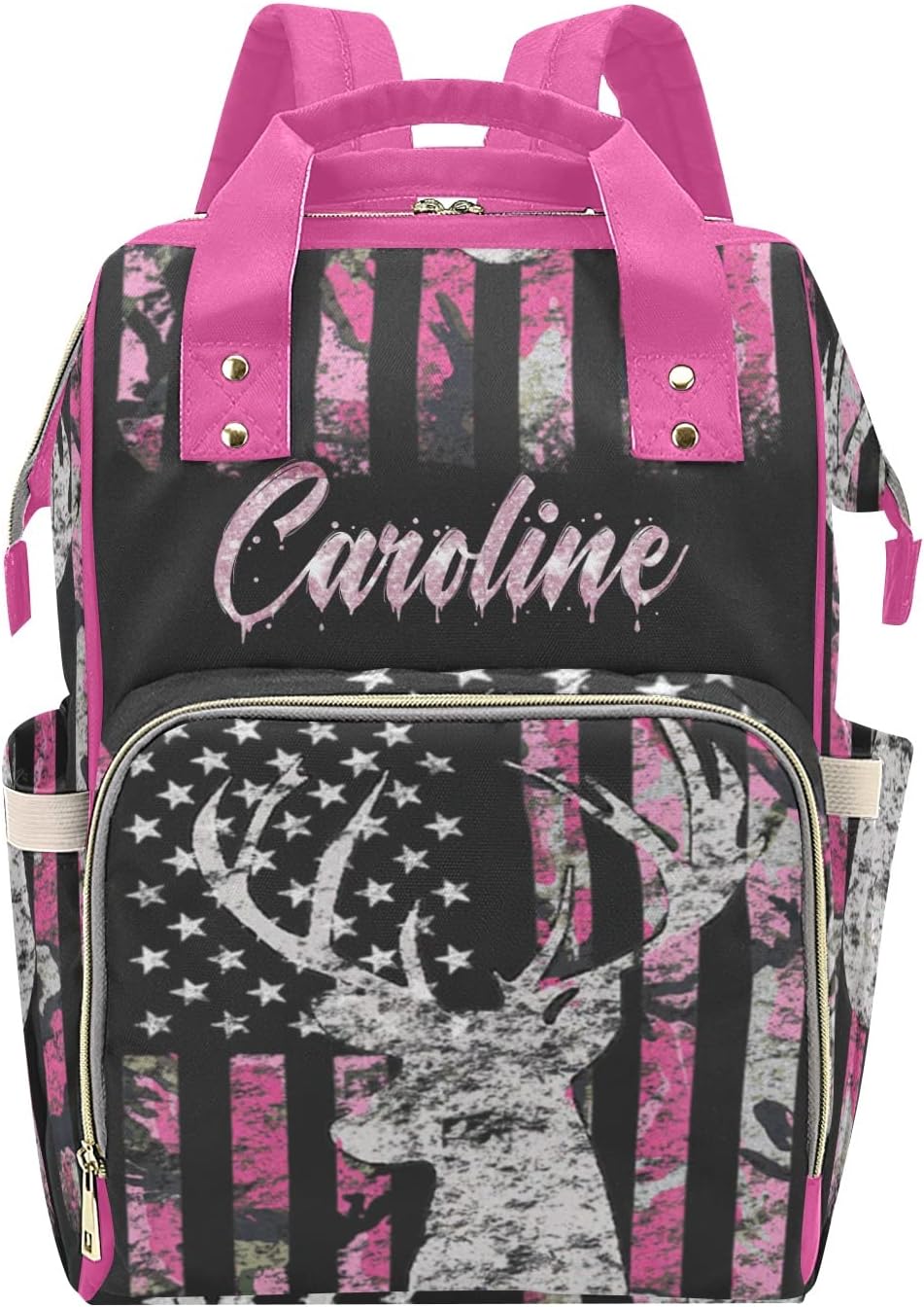 Mochila para pañales, mochila para bebé niña con nombre, Multi2, 10.83″L x 6.69″W x 15″H