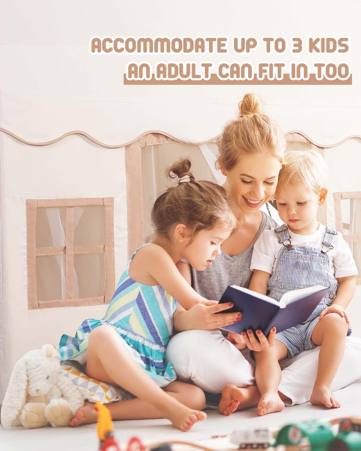 Tienda de campaña grande con alfombrilla para niños pequeños y niños, tienda de campaña interior con luz de estrella y ventanas para niñas y niños