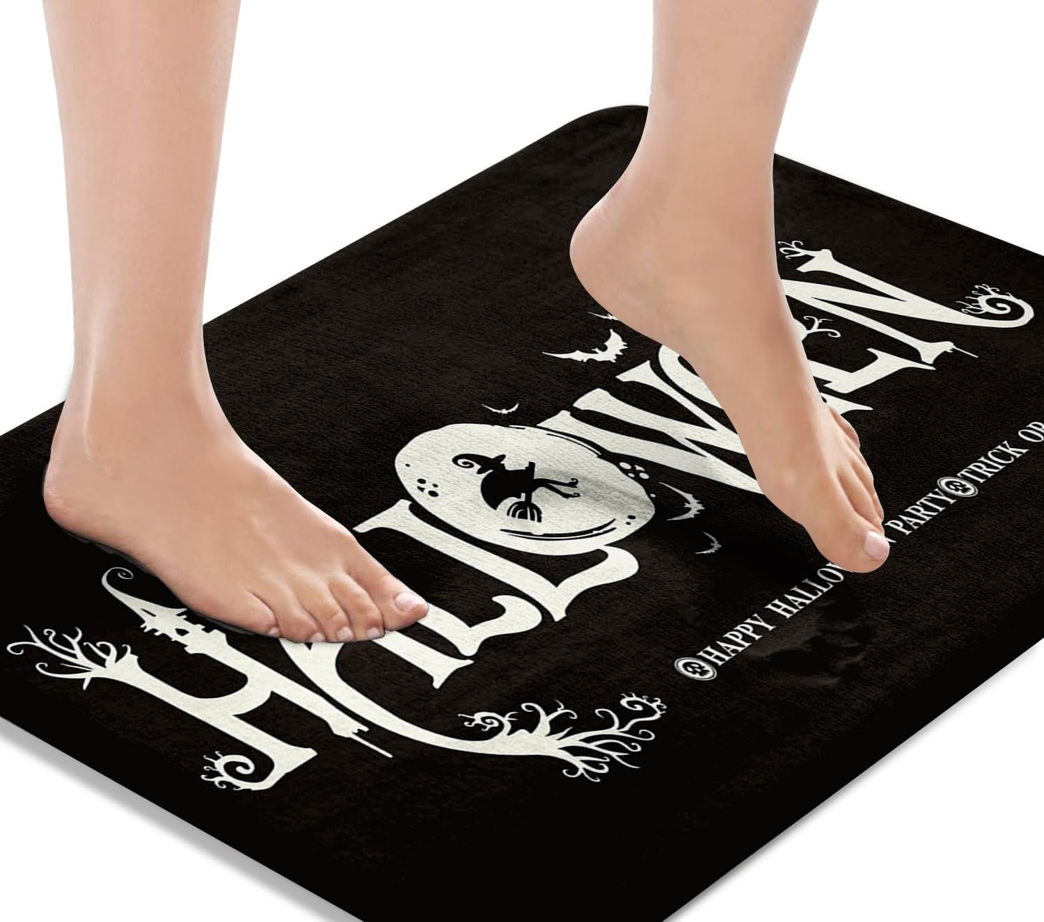 Britimes Alfombra de baño para baño, Halloween, color negro, antideslizante, cubierta de suelo, alfombra de piso de 16 x 24 pulgadas, decoración de