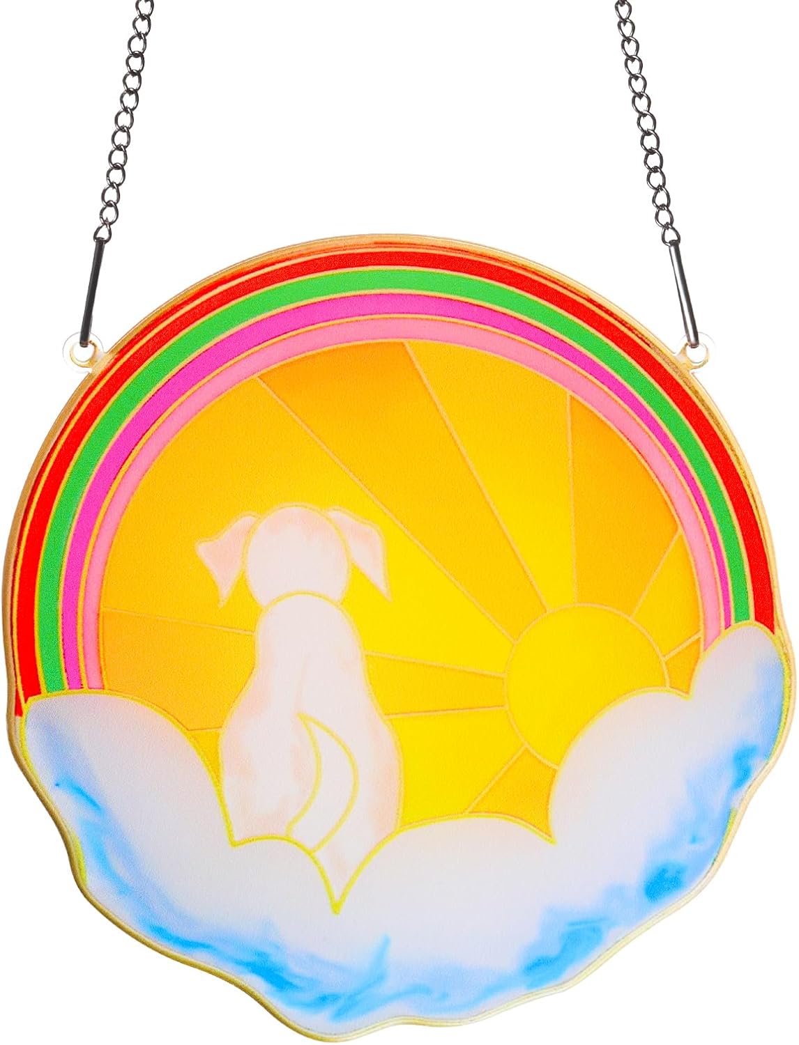 Regalos conmemorativos para perros, arco iris, para colgar en la ventana, atrapasoles de doble cara para decoración del hogar, jardín, campanilla de