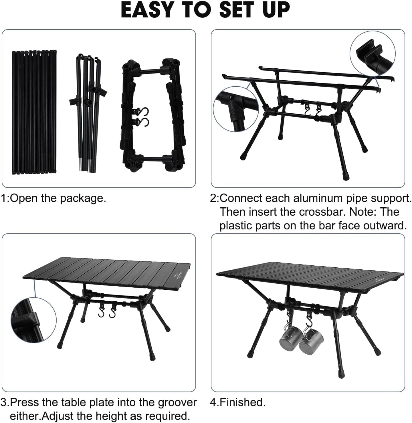 HITORHIKE Mesas de campamento con mesa de aluminio ultraligera con bolsa de transporte para interiores, exteriores, mochileros, barbacoa, playa,