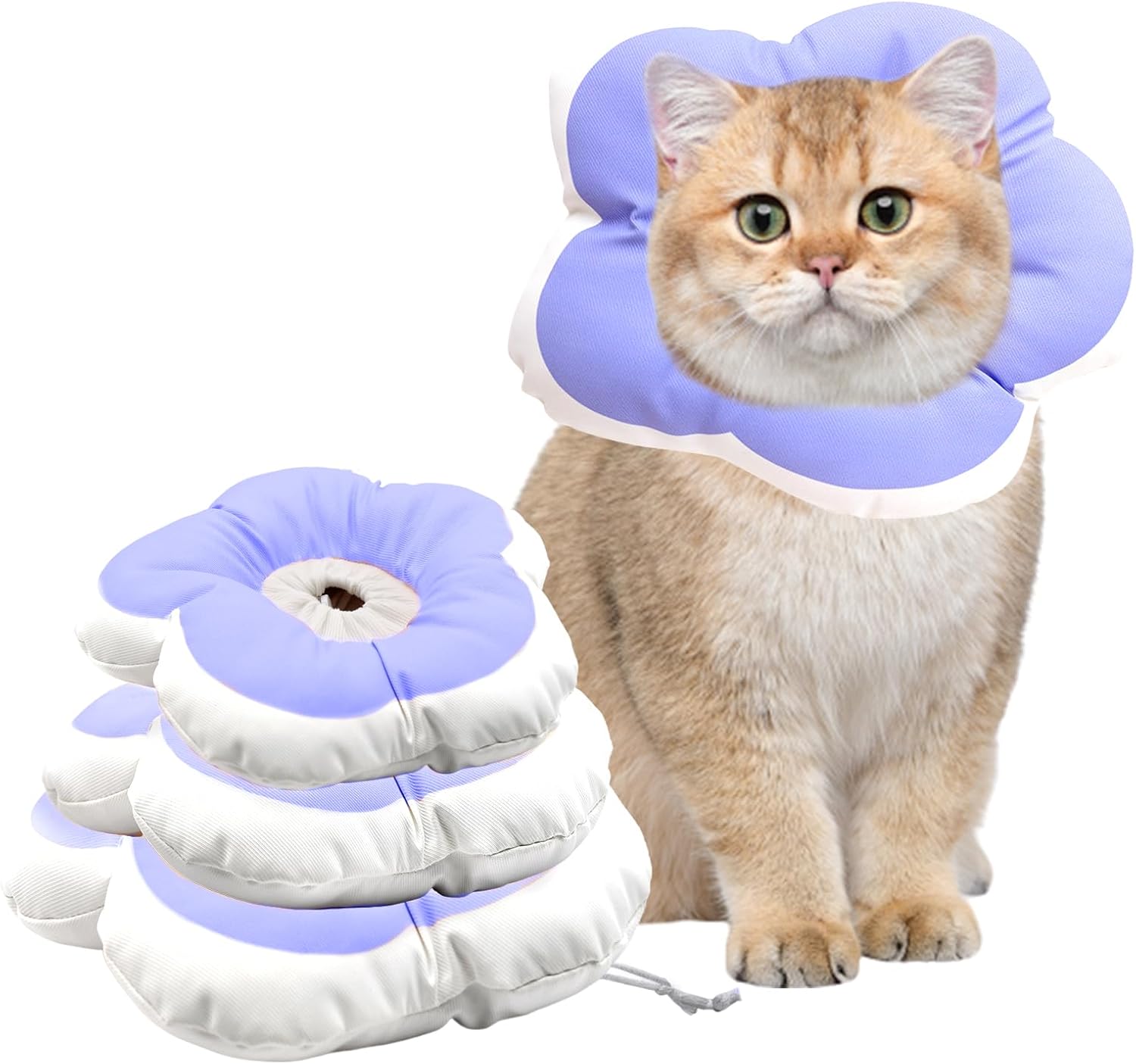 Collar ajustable de cono de pétalo para gatos, suave, lindo e impermeable, collar de recuperación isabelino para gatitos y perros pequeños,