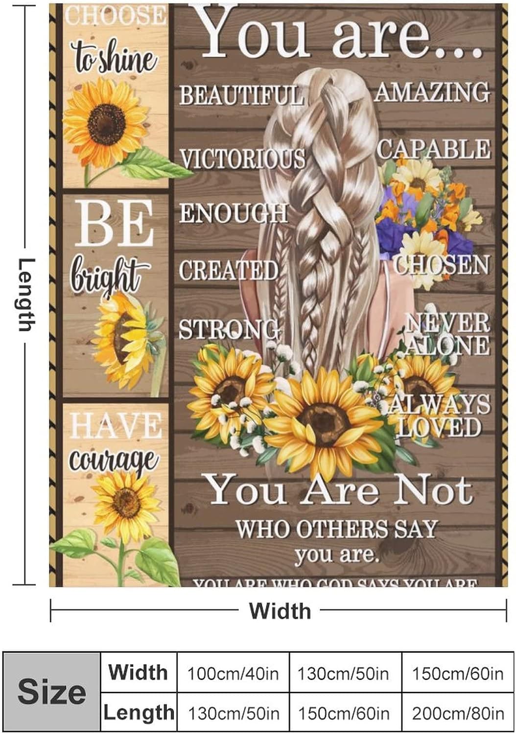 Manta de girasol con texto en inglés “God Says You are”, para mujeres, niños y niñas, regalo de franela suave y ligera, para sofá, decorativa, 50 x