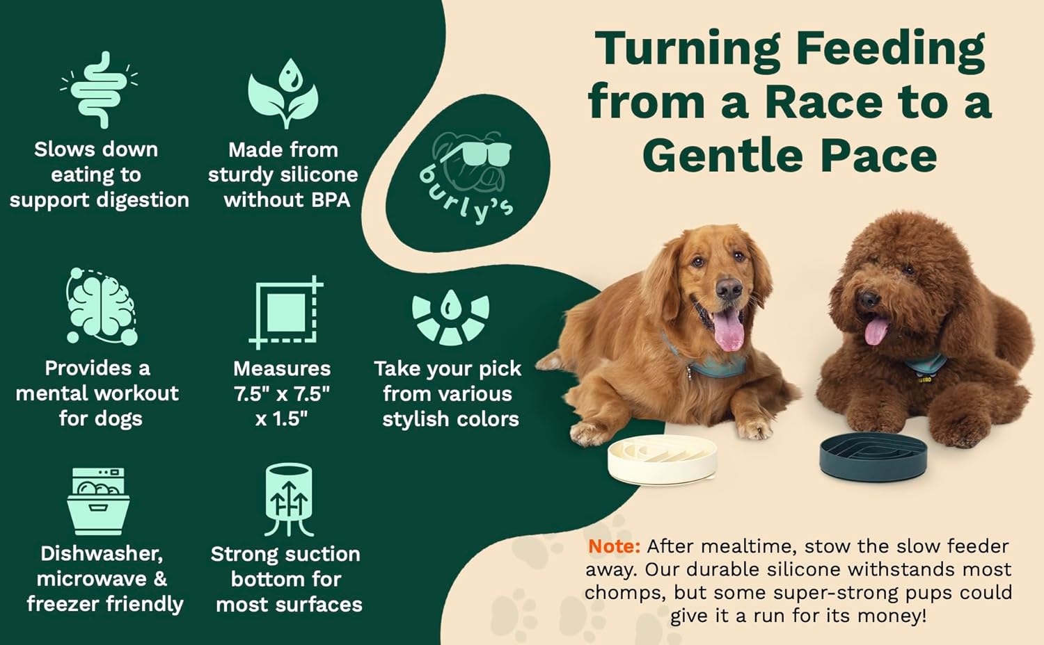Tazones de alimentación lenta para perros de raza grande a pequeña con espátula – Tazón de silicona sin golpe para perros – Comedero para perros con