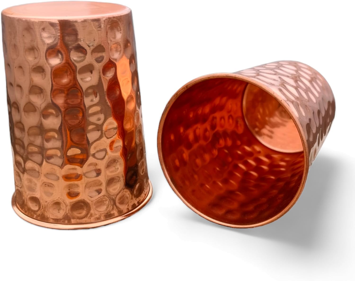 Siddhivinayak Overseas Juego de 2 vasos de cobre puro martillado para agua potable, vasos de vidrio para beneficios de salud ayurveda