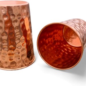 Siddhivinayak Overseas Juego de 2 vasos de cobre puro martillado para agua potable, vasos de vidrio para beneficios de salud ayurveda Siddhivinayak Overseas Juego de 2 vasos de cobre puro martillado para agua potable, vasos de vidrio para beneficios de salud ayurveda
