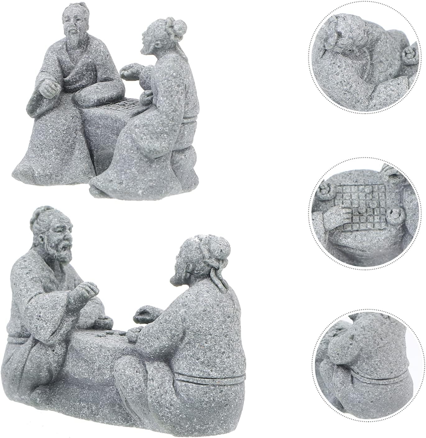 Operitacx Decoraciones de pecera, figuras de jardín, decoración al aire libre, piedra arenisca zen, estatua china de anciano, figura de maceta para