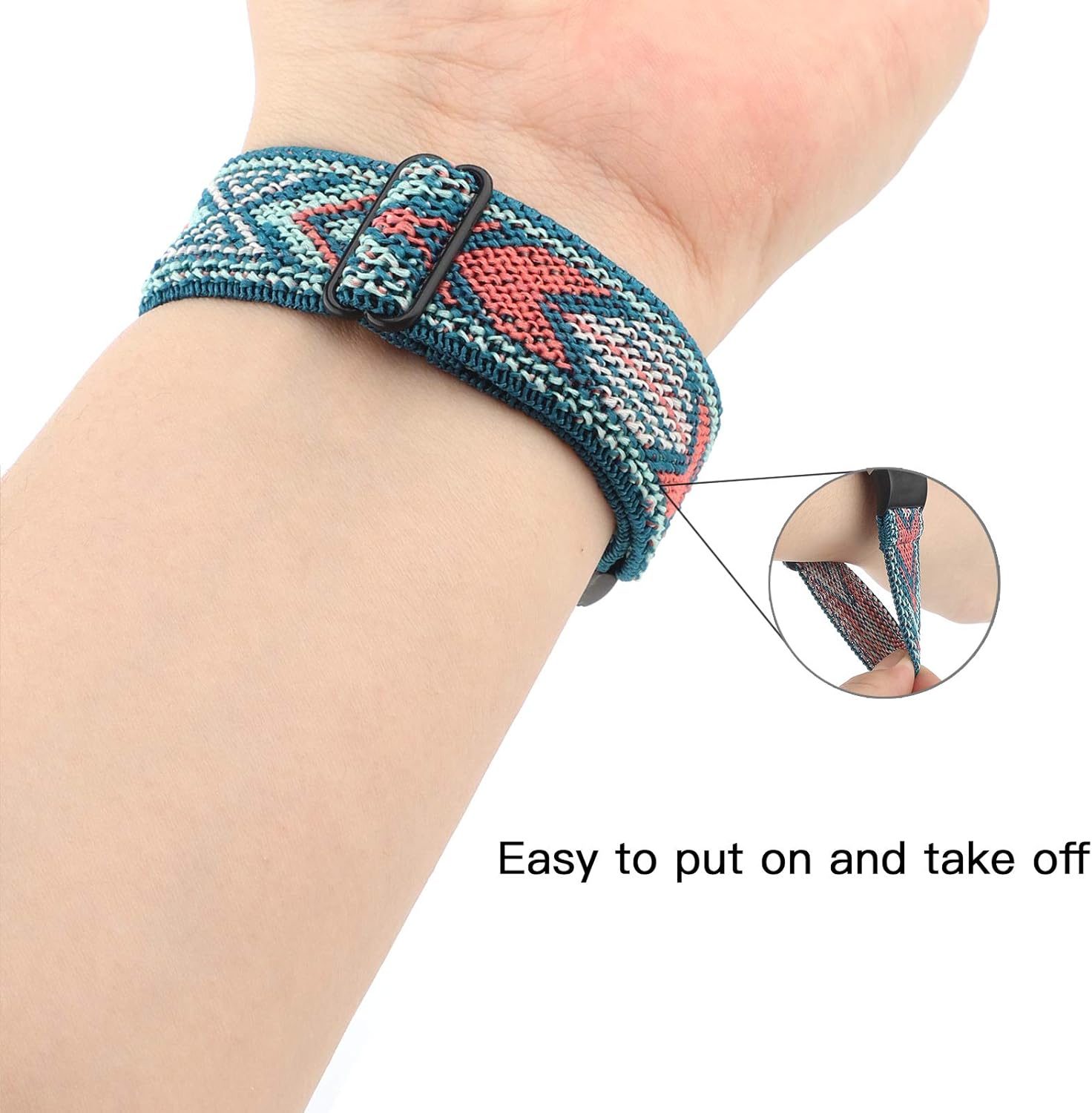 Banda elástica ajustable para reloj compatible con Fitbit Charge 2. Correa de nailon elástica, suave para muñecas. Pulsera deportiva de repuesto