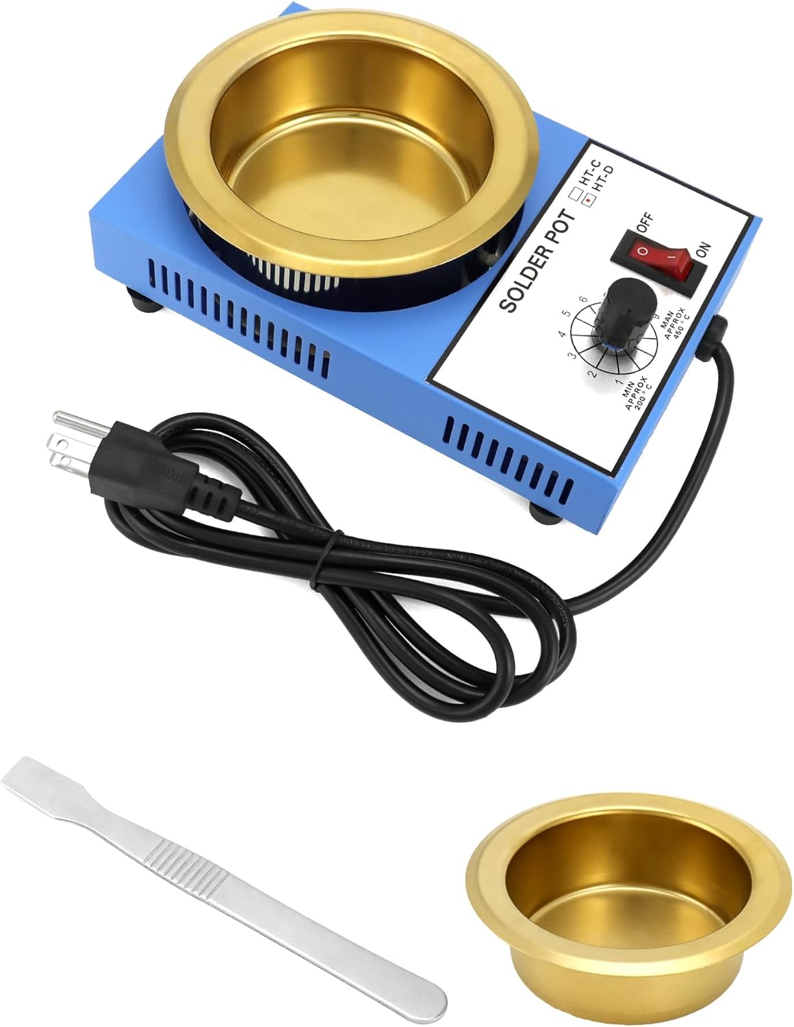 QWORK Olla de soldadura, 300 W 110 V, placa de titanio de baño de soldadura de 3.937 in, capacidad 52.91 oz 392.0-842.0 F, incluye olla extra de