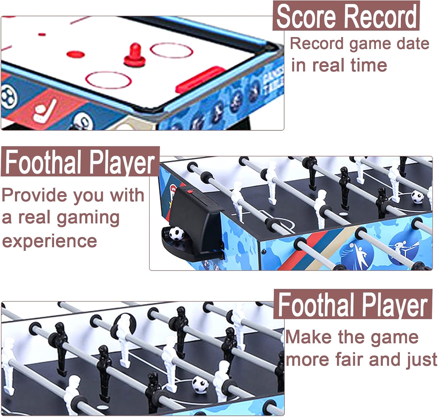 HLC Juego de mesa de juego múltiple 4 en 1 de 4 pies con piscinabillar, futbolín de fútbol, hockey deslizante y mesa de tenis de mesa para el hogar,