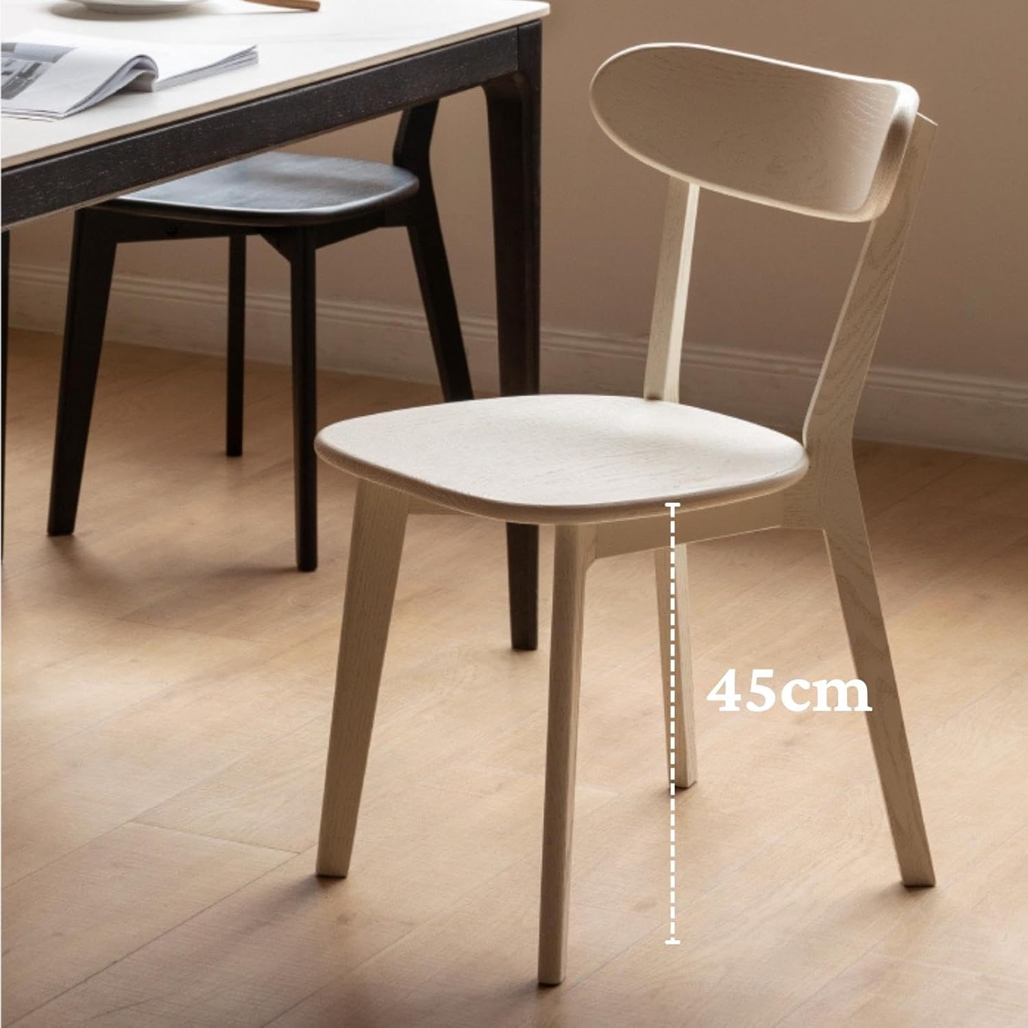Sillas de comedor 100% de madera de roble macizo, sillas de comedor modernas de mediados de siglo con respaldo redondeado, silla de cocina, sillas