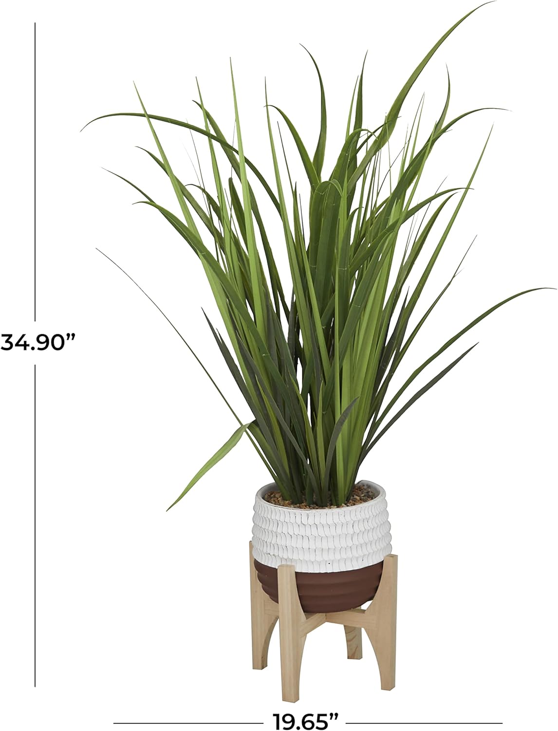 The Novogratz Planta artificial alta de follaje sintético con hojas realistas y maceta de porcelana en soporte de madera, 20 x 8 x 35 pulgadas, verde