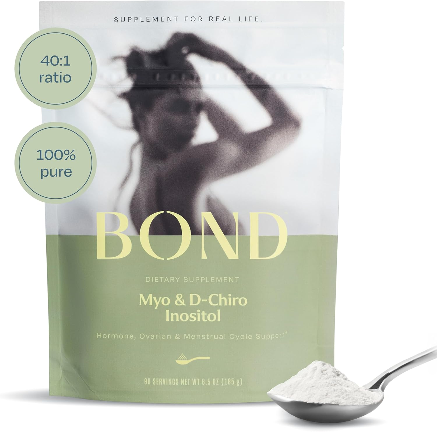 BOND Inositol en polvo mio-inositol puro y D-chiro inositol para el equilibrio hormonal y el apoyo ovárico*, 90 porciones, proporción 401, vegano,