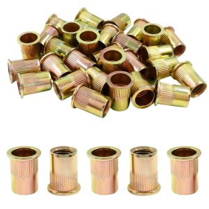 Tuercas de remache M12, 30 piezas de acero inoxidable con acabado chapado en zinc, tuerca de remache de cabeza plana roscada para decoración de Tuercas de remache M12, 30 piezas de acero inoxidable con acabado chapado en zinc, tuerca de remache de cabeza plana roscada para decoración de
