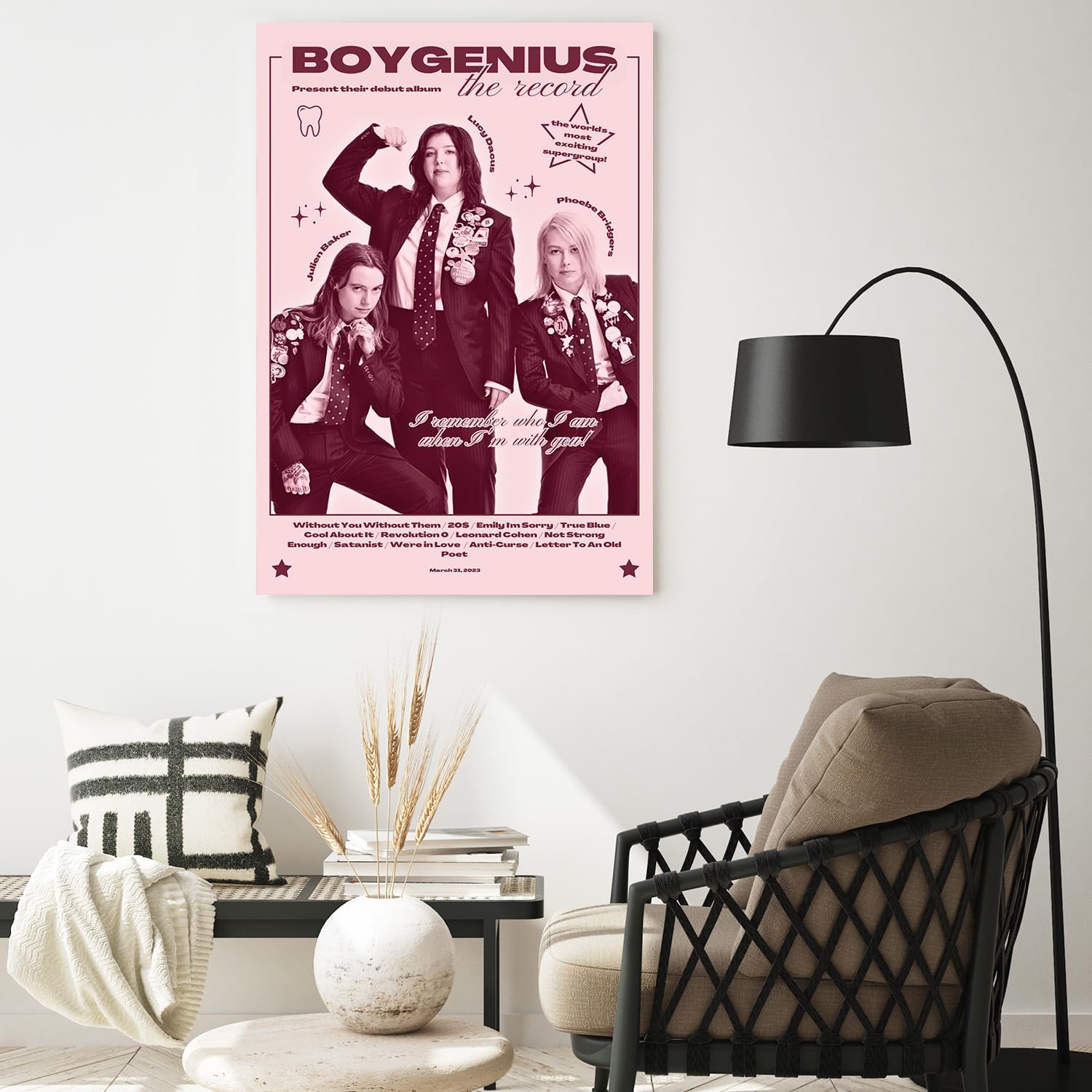 Boygenius – Póster de banda de rock, pósteres musicales, pinturas decorativas, póster vintage, arte de pared para sala de estar, sin marco, 16 x 24