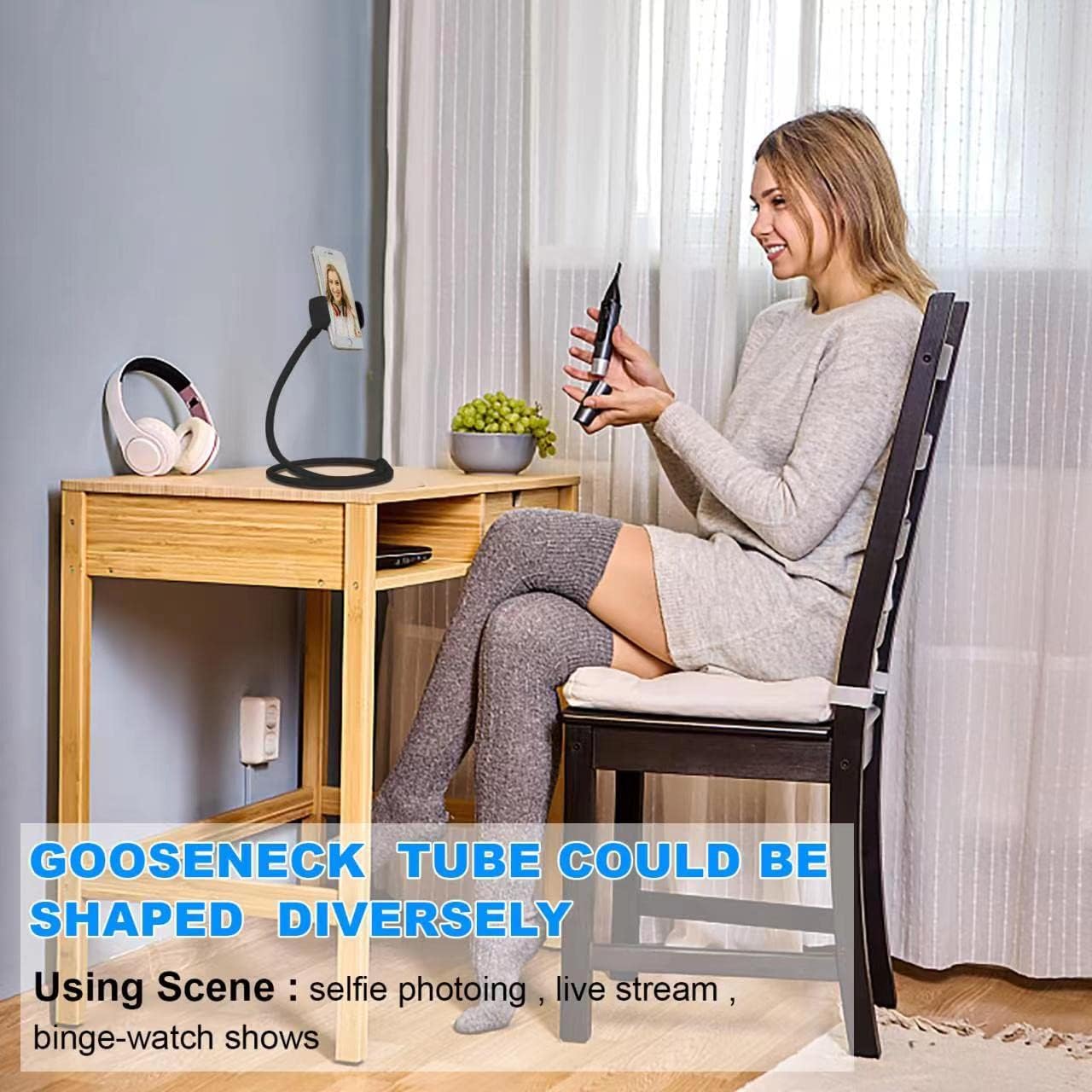 Soporte de cuello de cisne para teléfono celular con abrazadera, soporte perezoso, soporte para teléfono para cama, soporte de montaje flexible para
