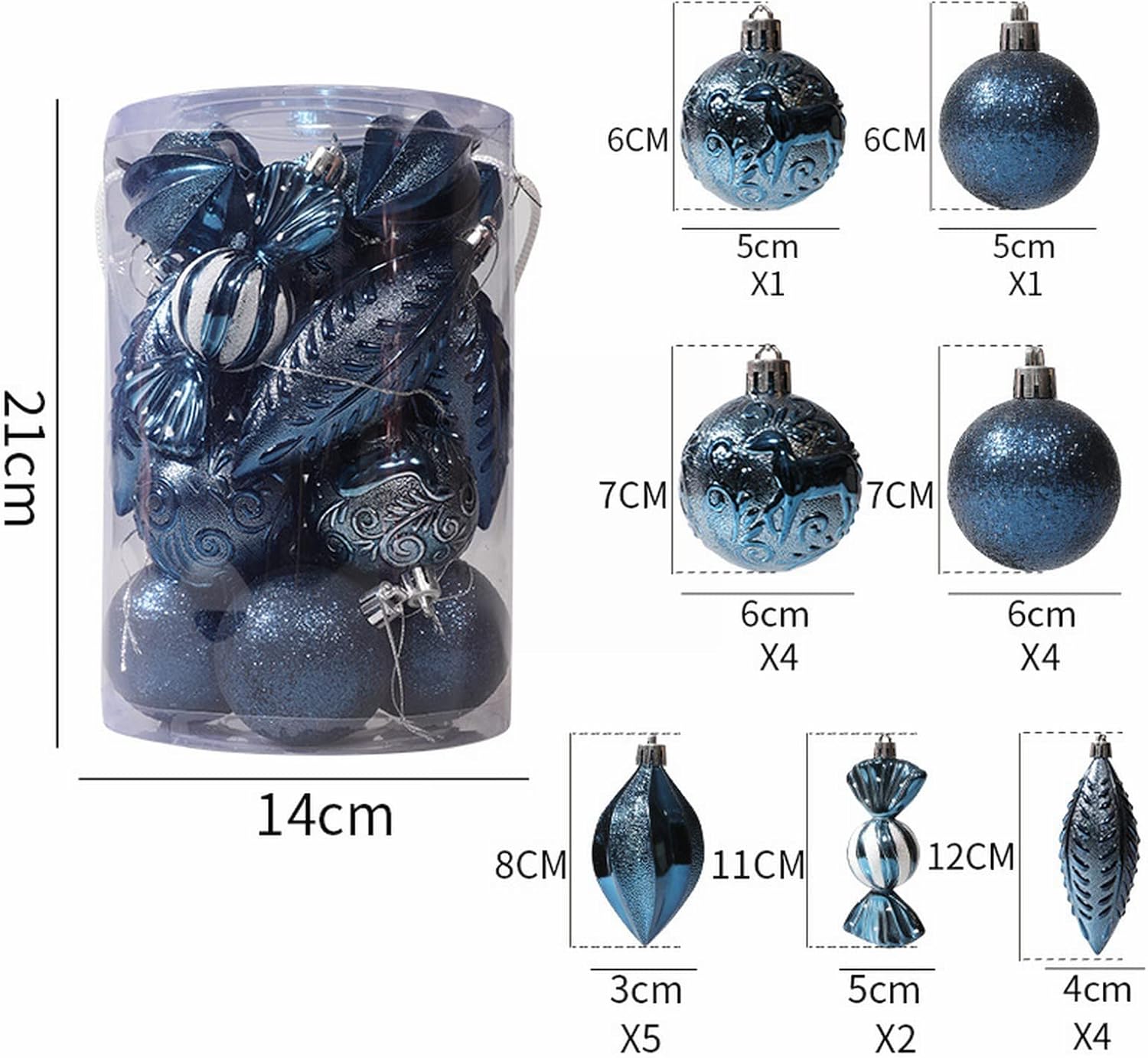 21 esferas decorativas para árbol de Navidad, adornos para colgar en el árbol de Navidad, adornos de árbol de Navidad, bolas de Navidad