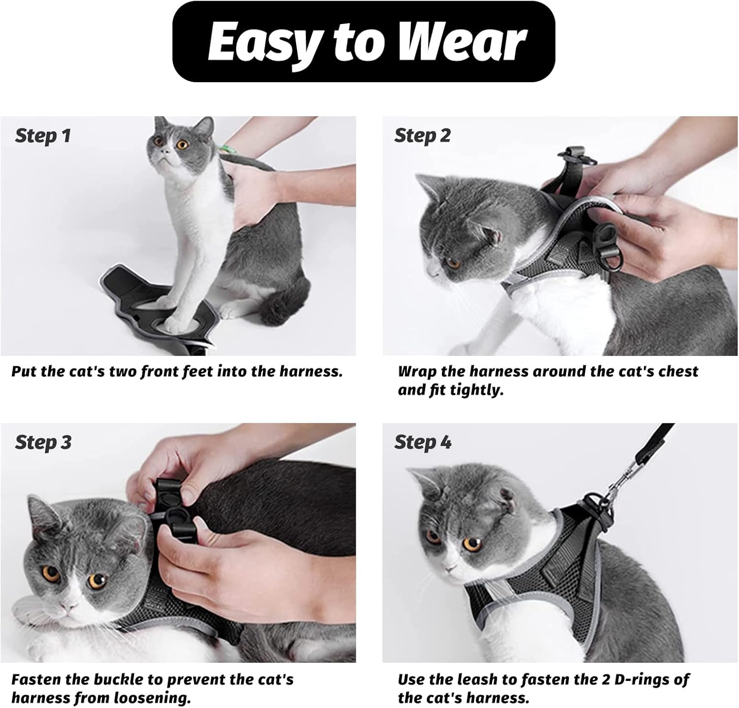 Juego de arnés y correa para gatos para caminar, a prueba de escape, arnés para gatito y correa ajustable, arnés y correa para caminar para gatos